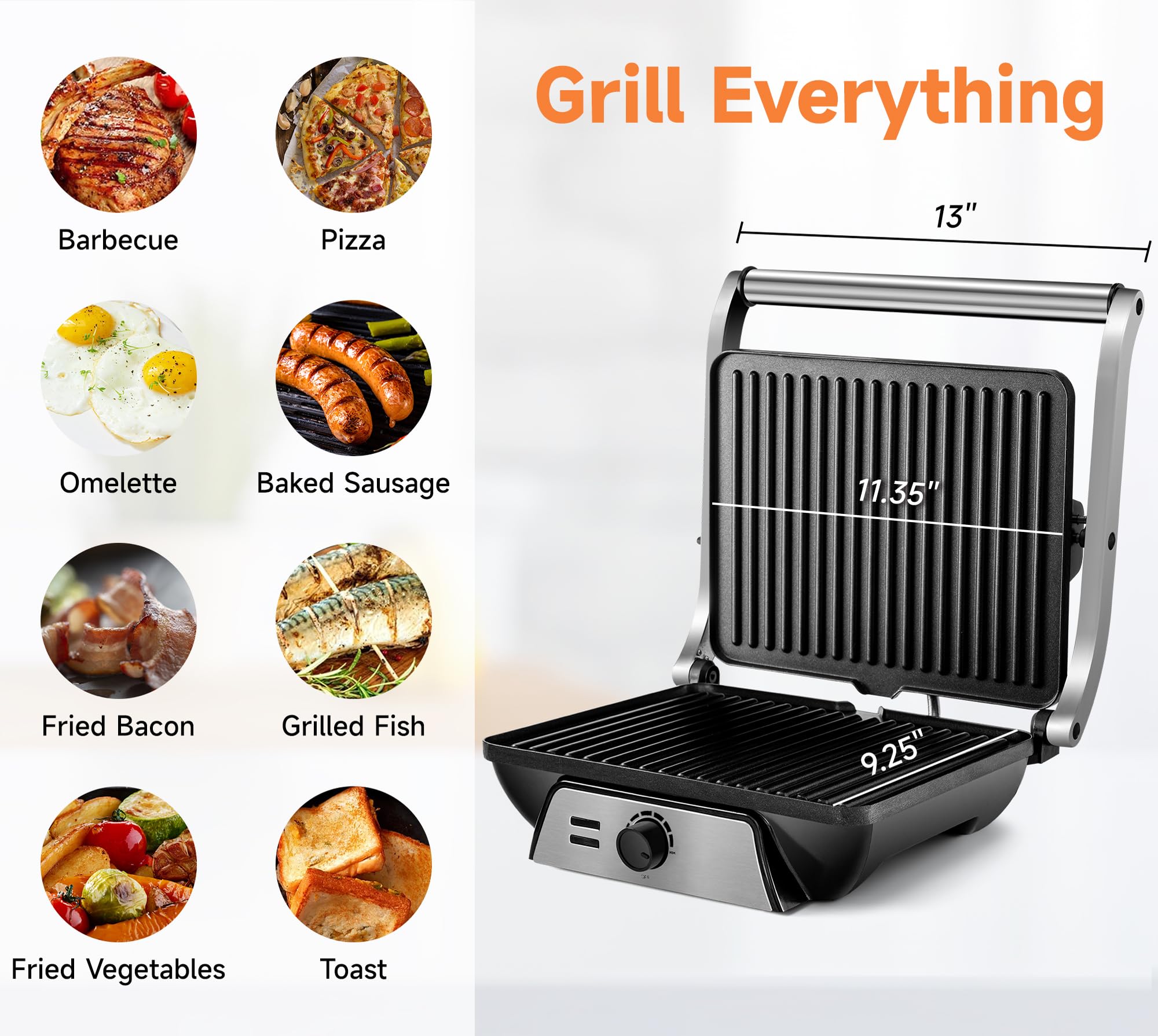 SUSTEAS Sandwich Maker, Non-Stick Panini Press Grill