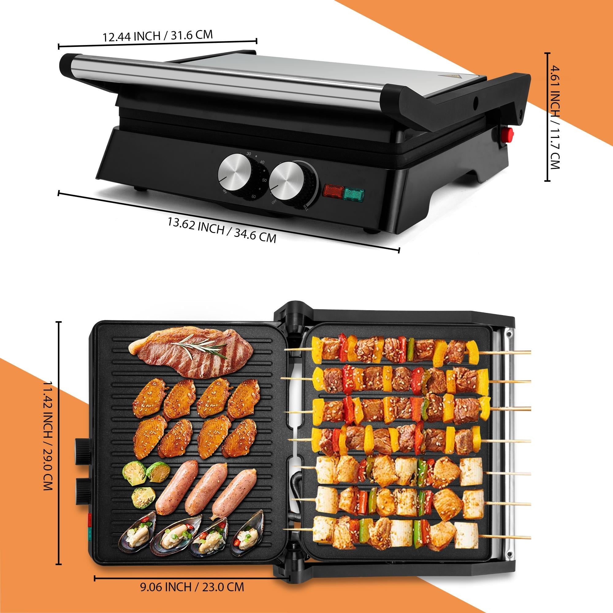 SUSTEAS Temperature Control Electric Grill for Perfect Grilling