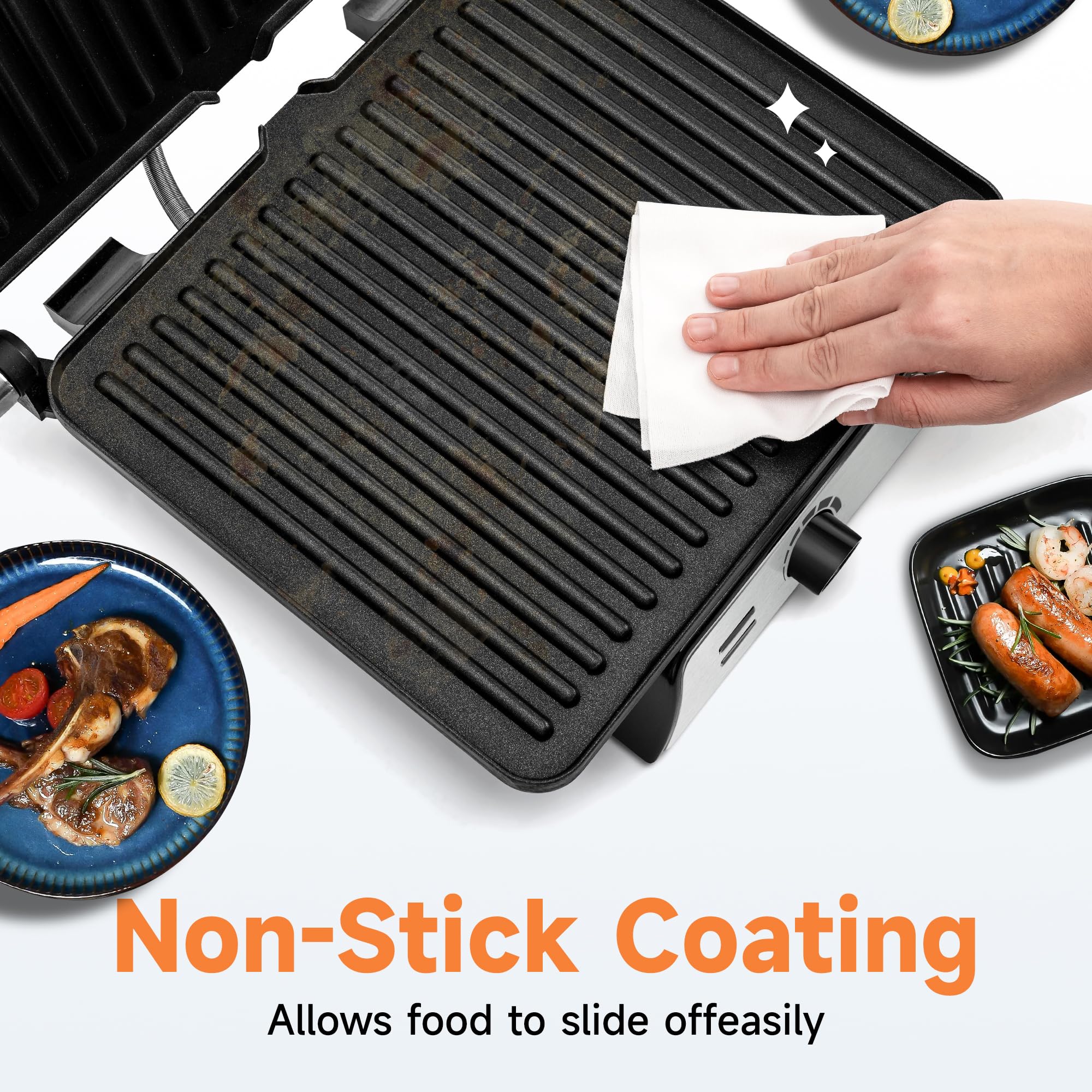 SUSTEAS Sandwich Maker, Non-Stick Panini Press Grill