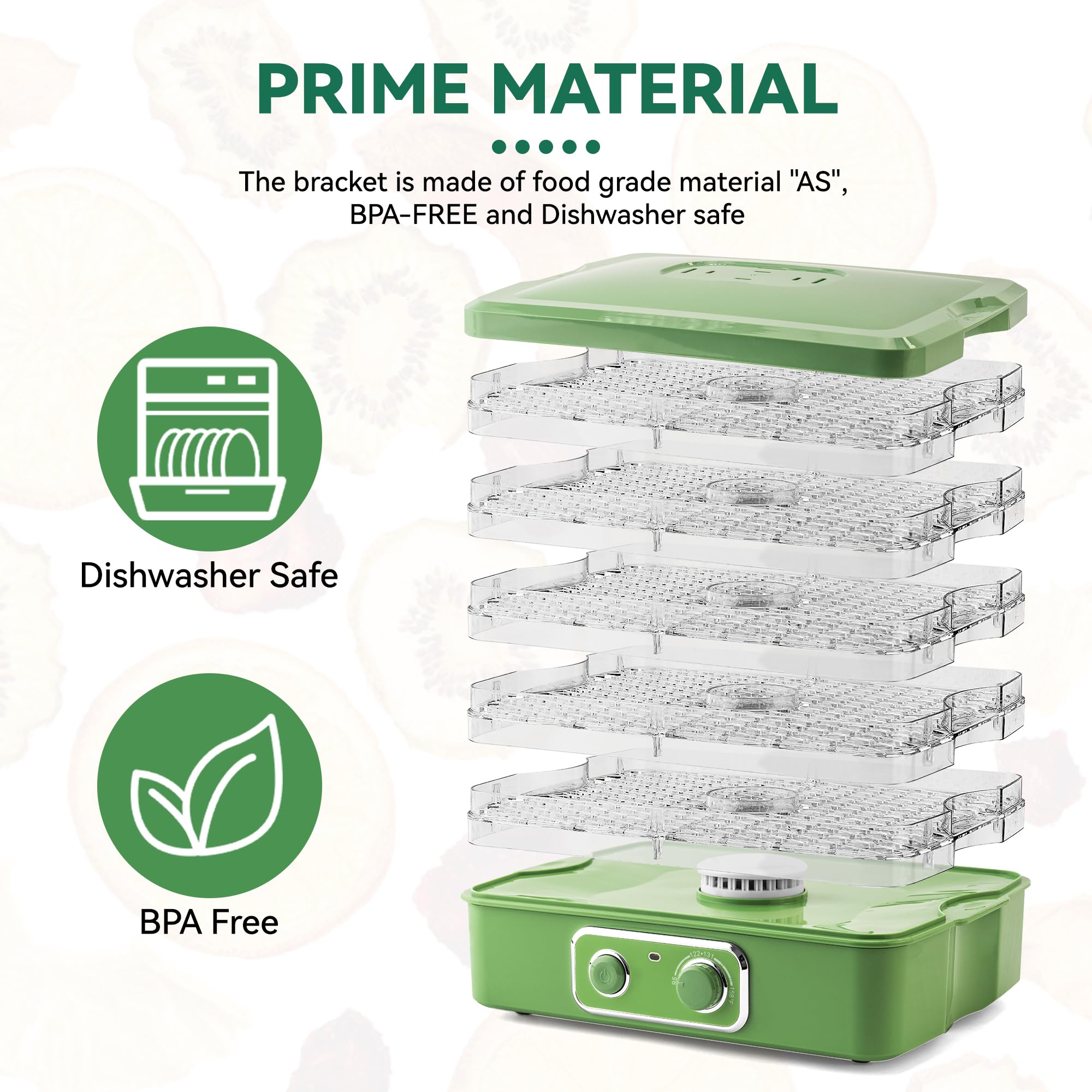 SUSTEAS Food Dehydrator, 5 Trays, Adjustable Temperature