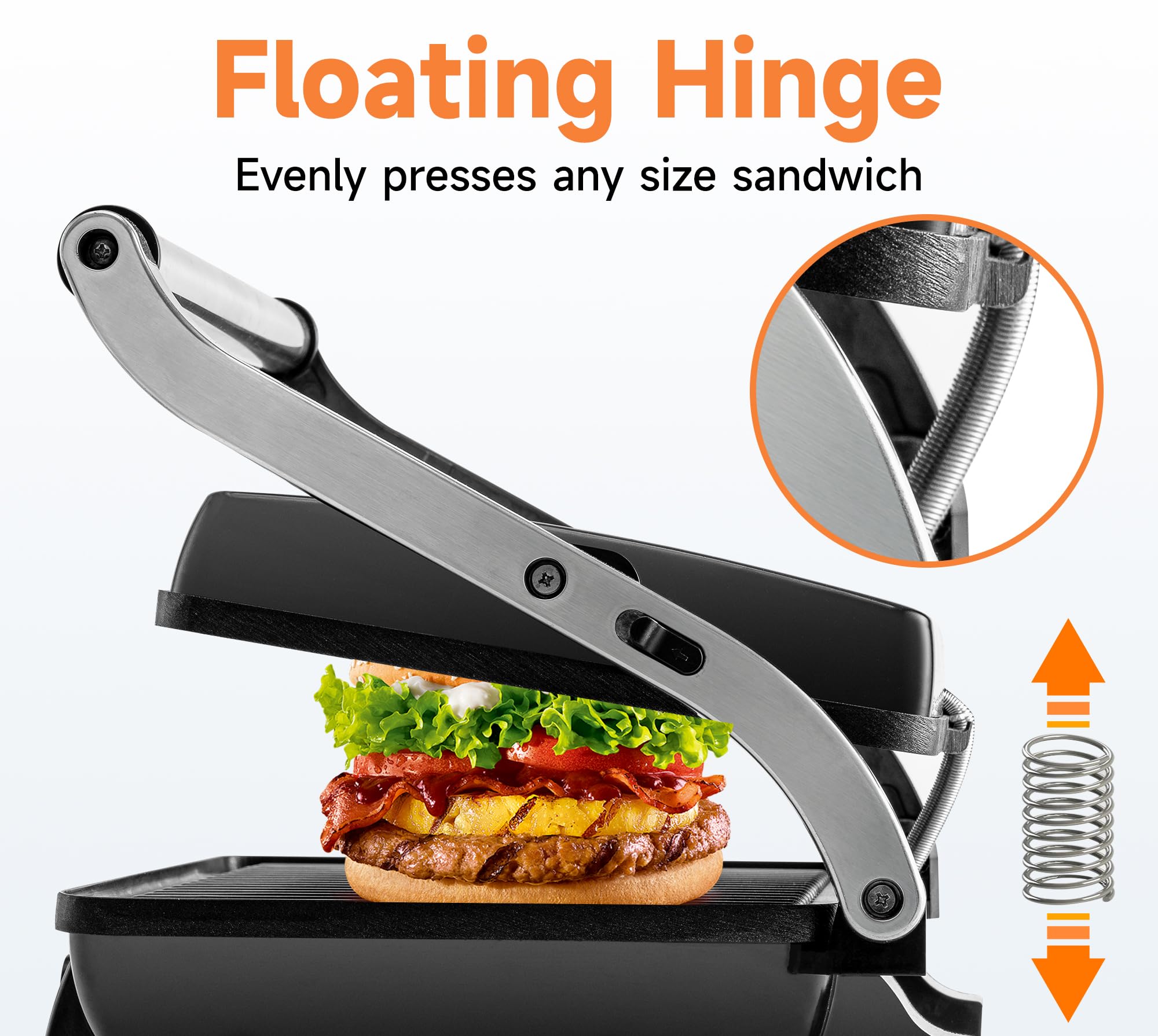 SUSTEAS Sandwich Maker, Non-Stick Panini Press Grill