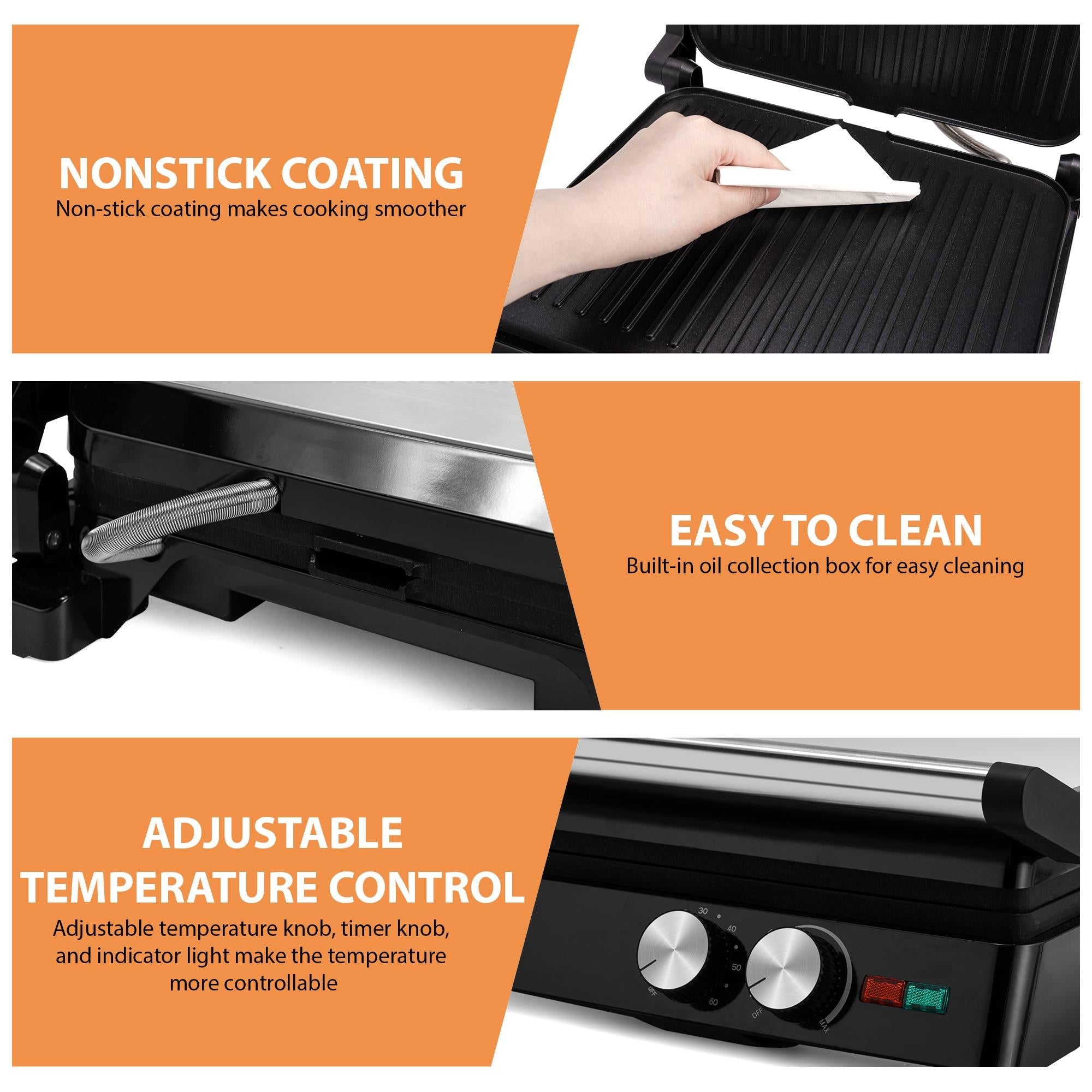 SUSTEAS Temperature Control Electric Grill for Perfect Grilling