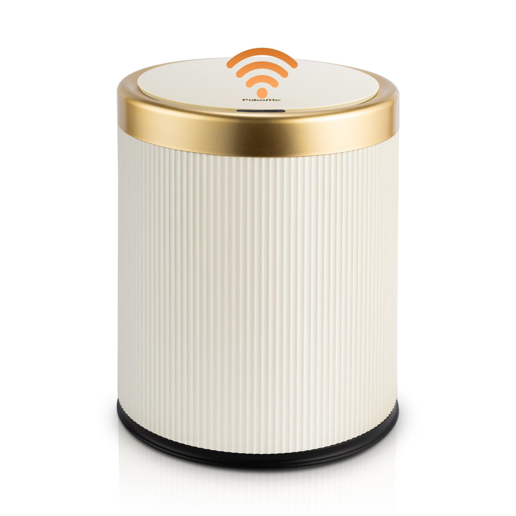 SUSTEAS Gallon Touchless Trash Can, Automatic Lid Trash Can, Beige Color