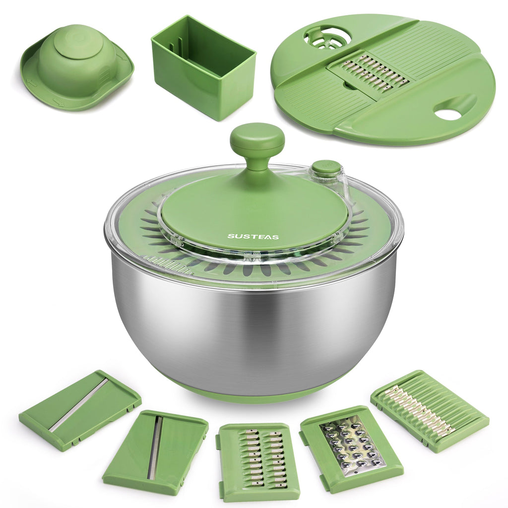 SUSTEAS Salad Spinner, 4.25Qt with 5 Blade Slicer