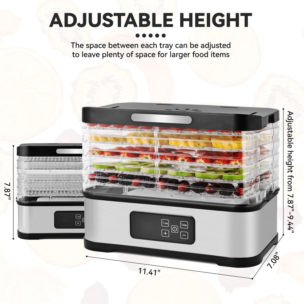 SUSTEAS Food Dehydrator, 5 Trays, Adjustable Temperature