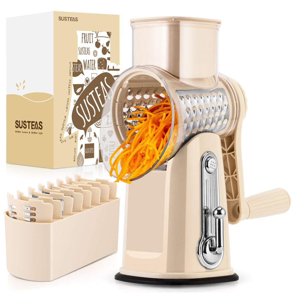 SUSTEAS Rotary Cheese Grater & Vegetable Slicer for home use
