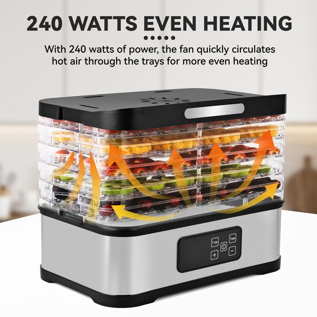 SUSTEAS Food Dehydrator, 5 Trays, Adjustable Temperature