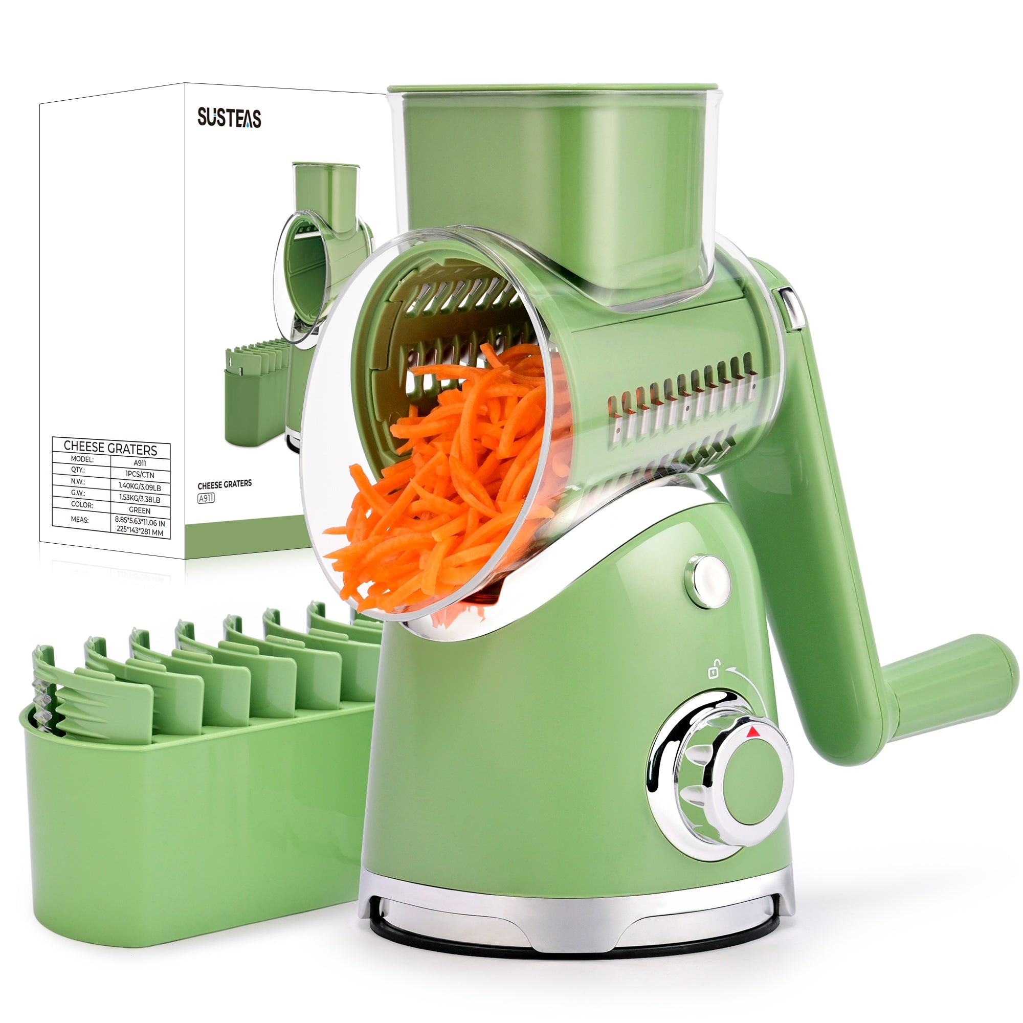 SUSTEAS New Rotary Cheese Grater & Vegetable Shredder