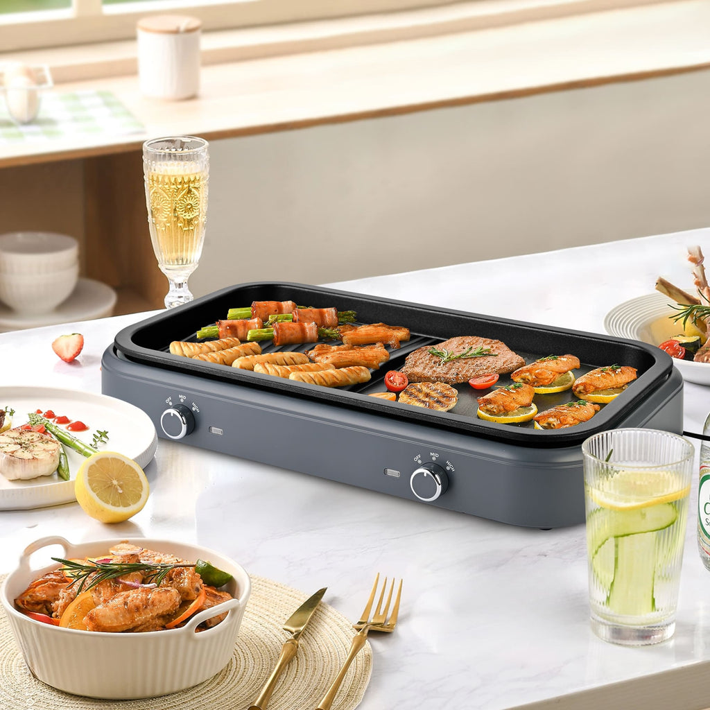 SUSTEAS Electric Grill,1500W Temperature Control, Gray Color