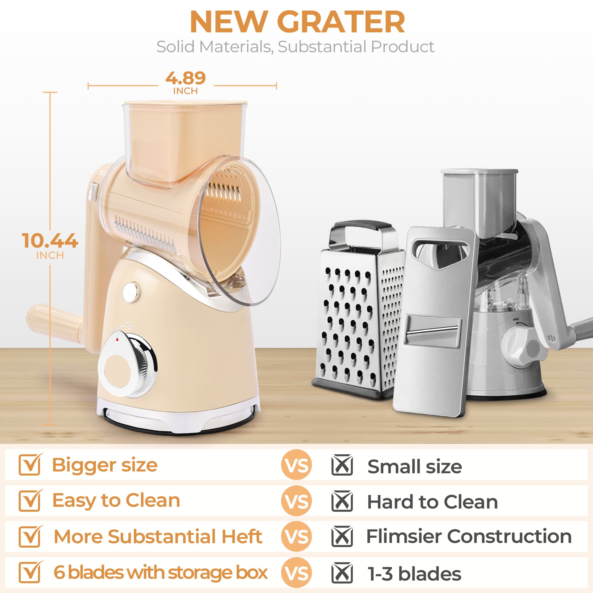 SUSTEAS New Rotary Cheese Grater & Vegetable Shredder