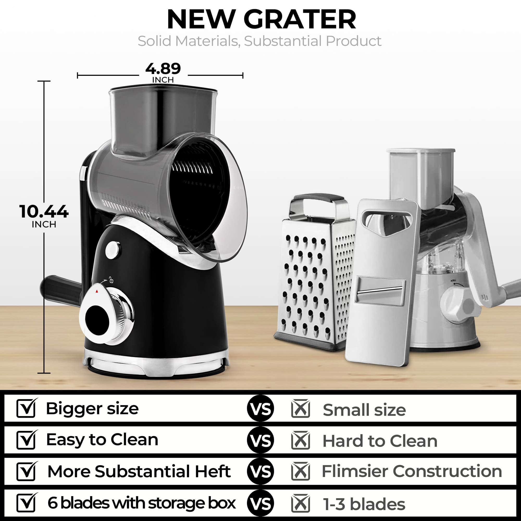 SUSTEAS New Rotary Cheese Grater & Vegetable Shredder