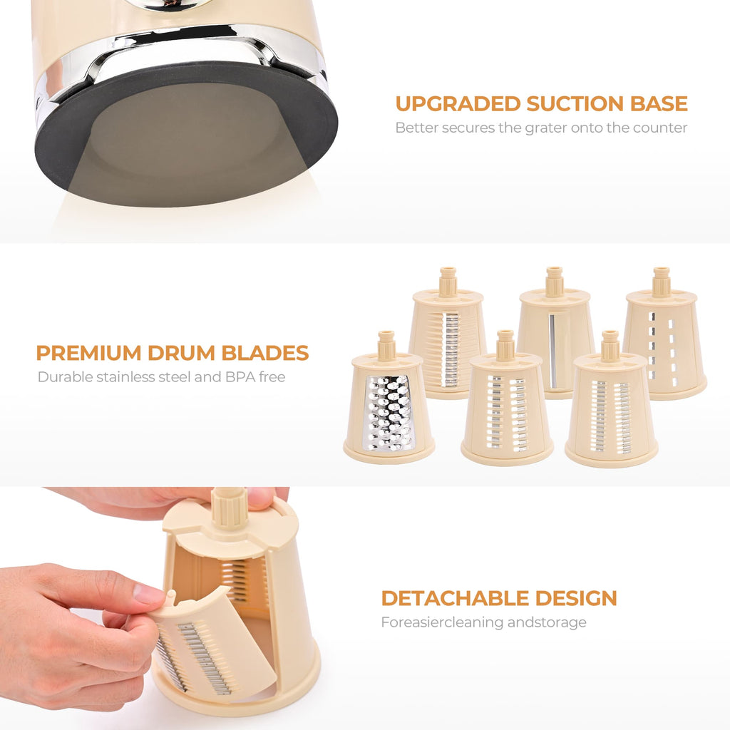 SUSTEAS New Rotary Cheese Grater & Vegetable Shredder