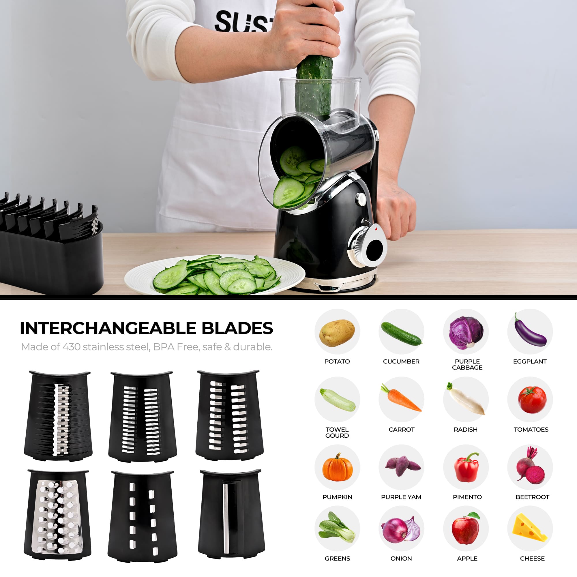Kitchen essentials: Best Fruit Juicer Machine & Food Grater Machine for Kitchen, Black Color