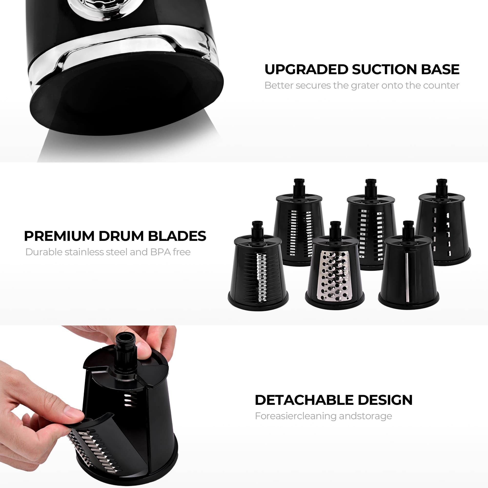 SUSTEAS New Rotary Cheese Grater & Vegetable Shredder