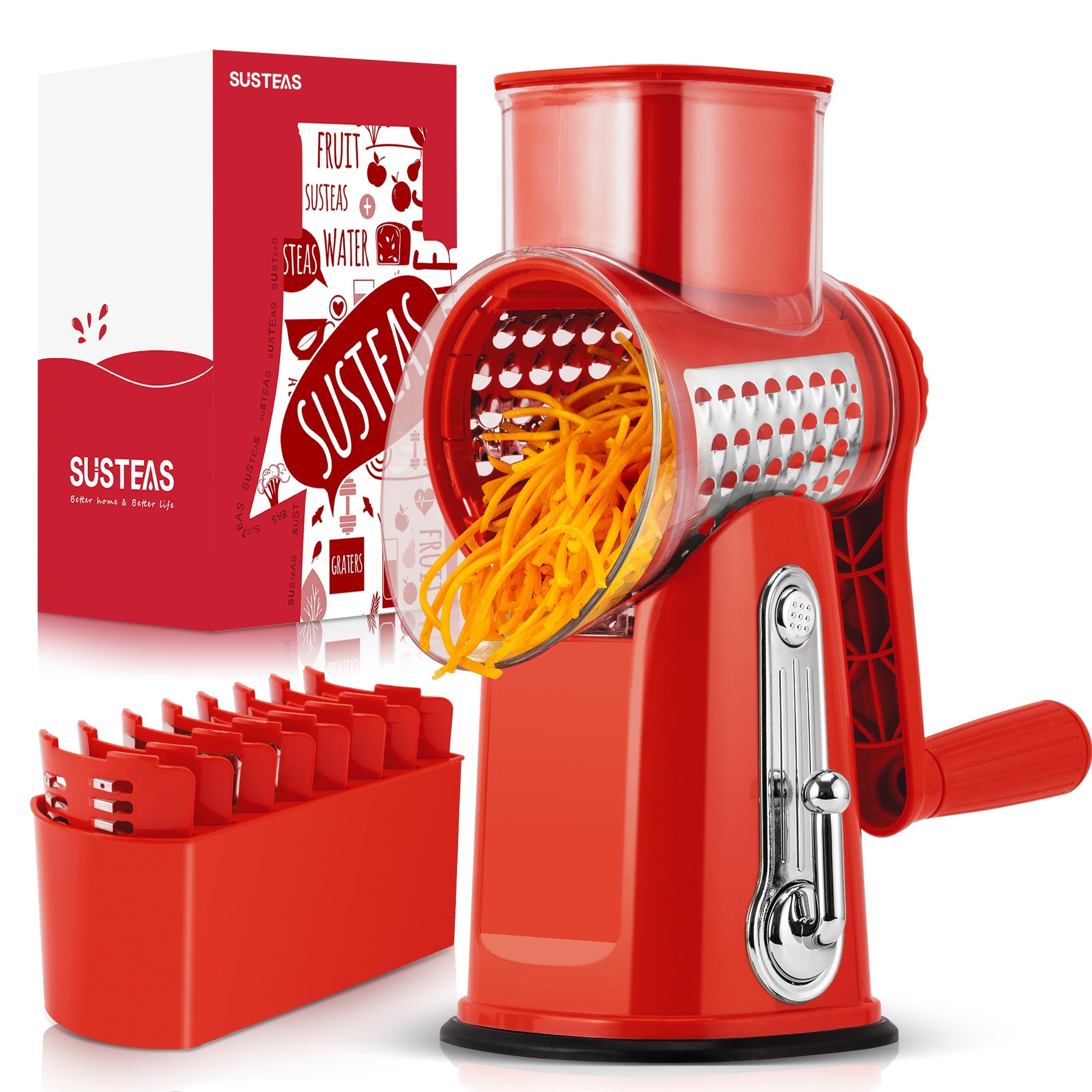 SUSTEAS Rotary Cheese Grater & Vegetable Slicer for home use