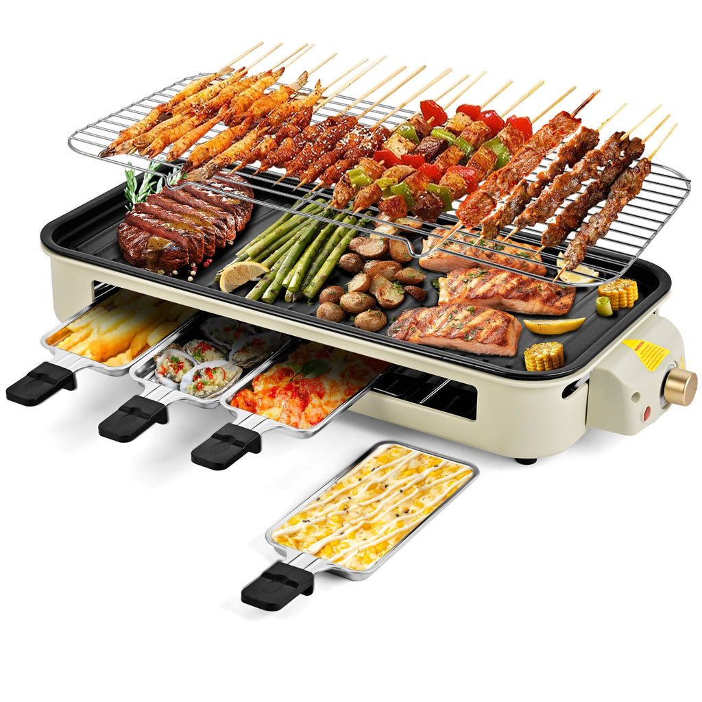 SUSTEAS Smokeless Indoor Electric Grill with Removable Extra-Large Plate