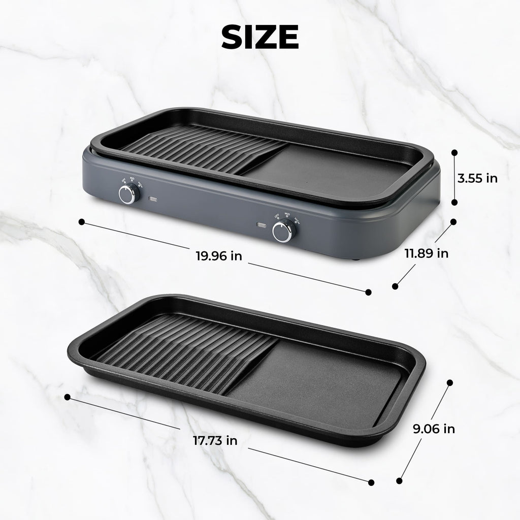 SUSTEAS Electric Grill,1500W Temperature Control, Gray Color