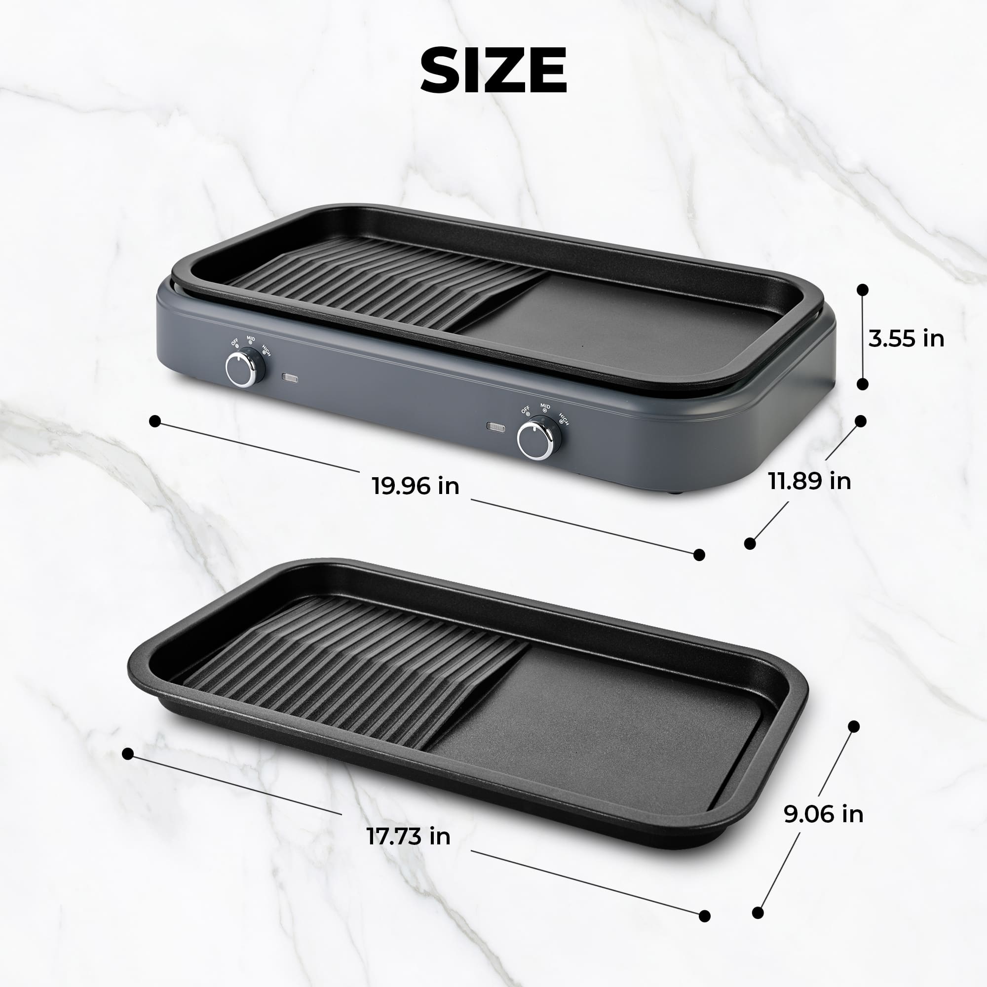 SUSTEAS Electric Grill,1500W Temperature Control, Gray Color