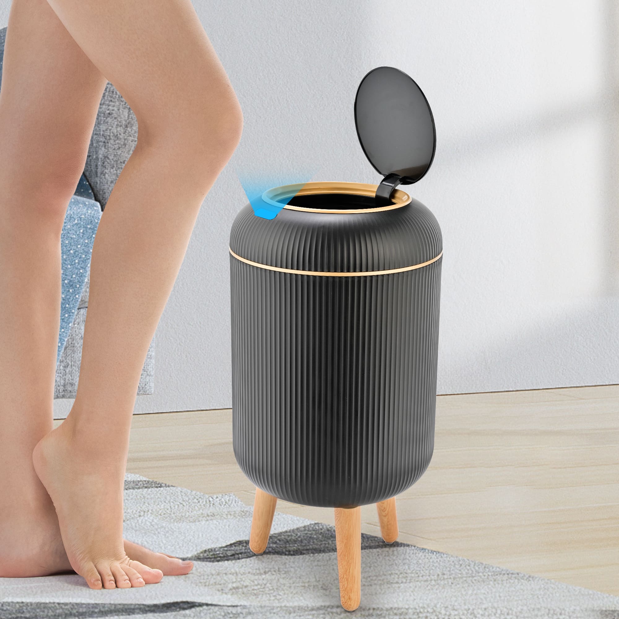 SUSTEAS Smart Sensor Trash Can for Small Kitchen and Bathroom, 10 Liters Capacity