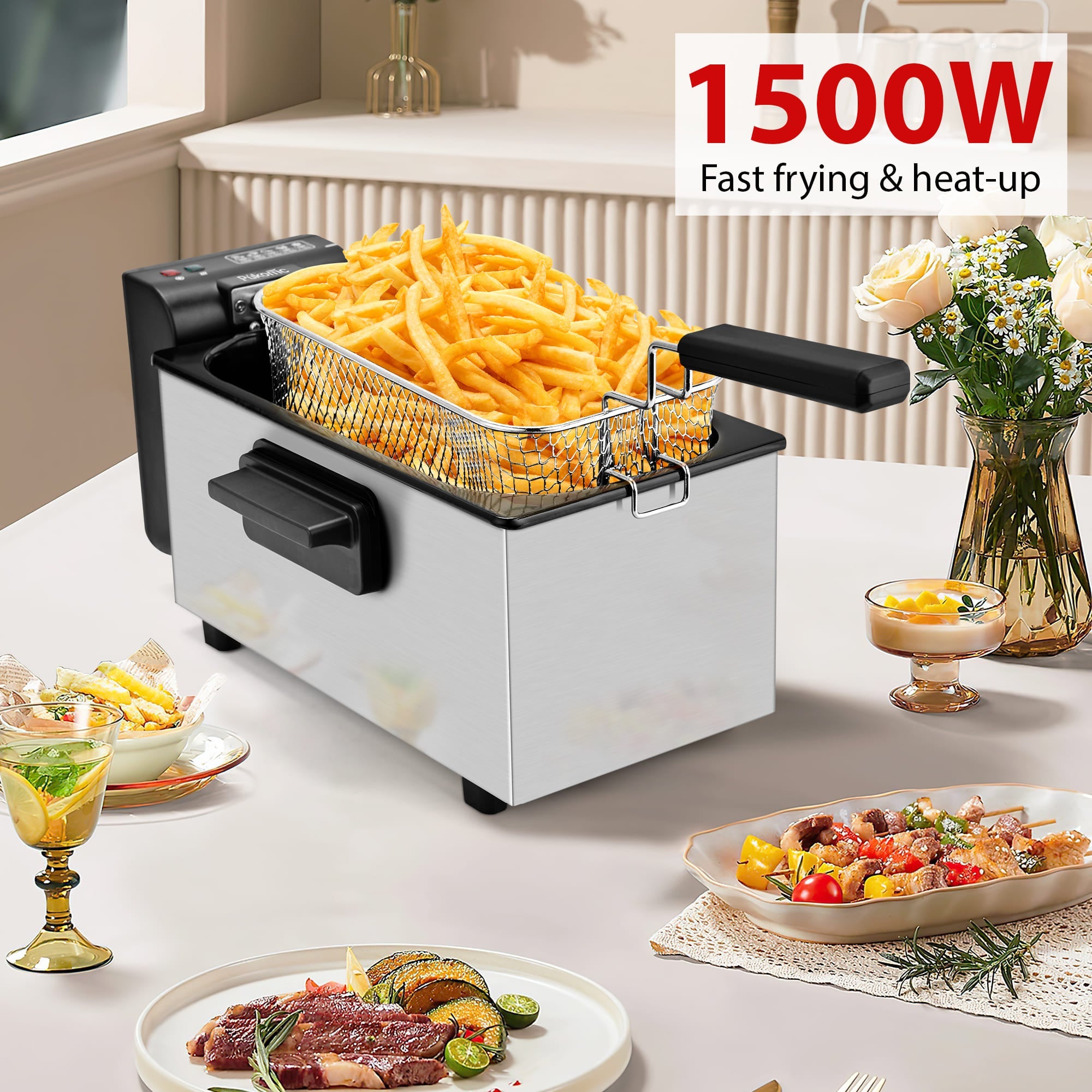 SUSTEAS Electric Fryer Machine for Home, Small Fryer for Kitchen
