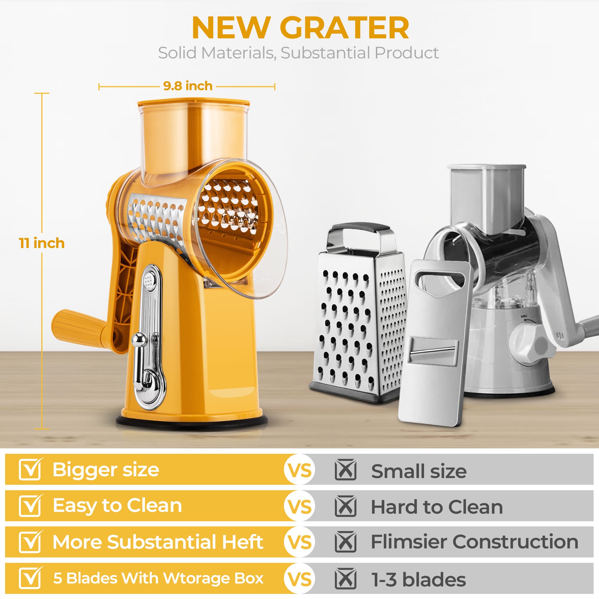 SUSTEAS Vegetable Slicer and Grater for Kitchen