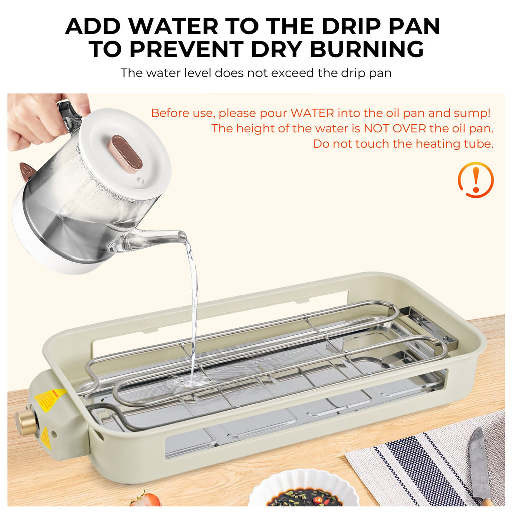 SUSTEAS Smokeless Indoor Electric Grill with Removable Extra-Large Plate