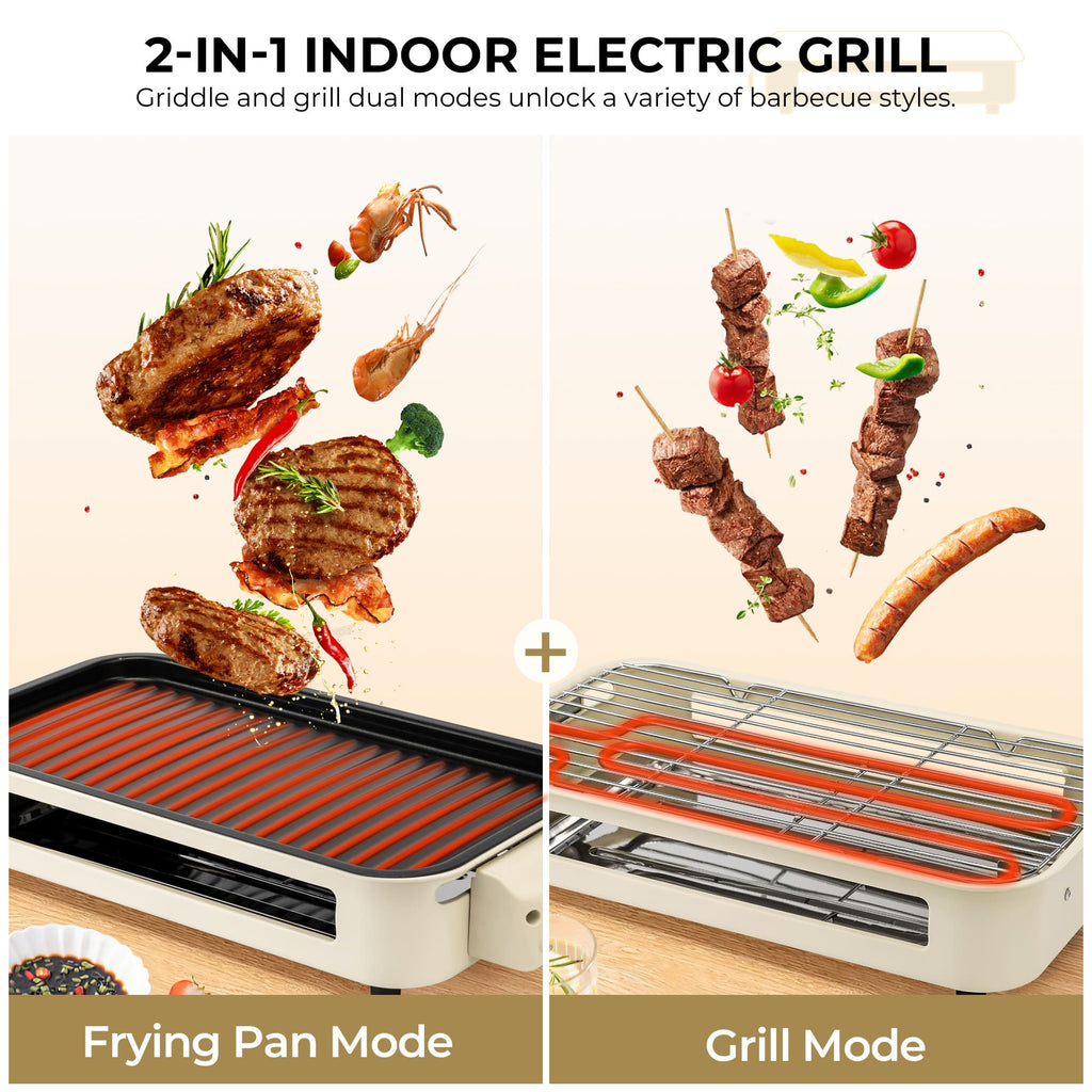 SUSTEAS Electric Barbecue Grill for Home, Non-stick & Smokeless grill for kitchen