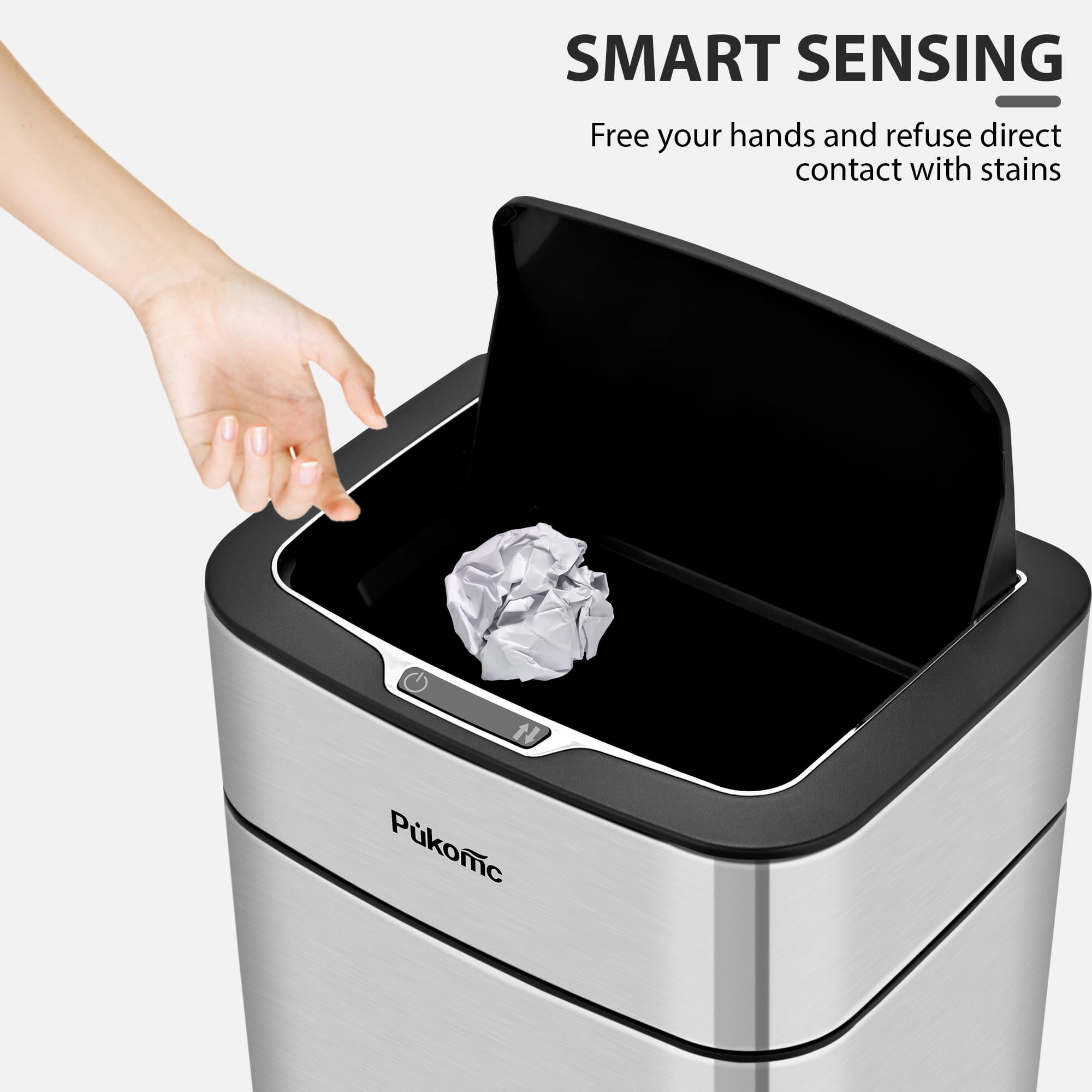 SUSTEAS Stainless Steel Motion Sensor Trash Can for Home and Outdoor, 10 Liters Capacity