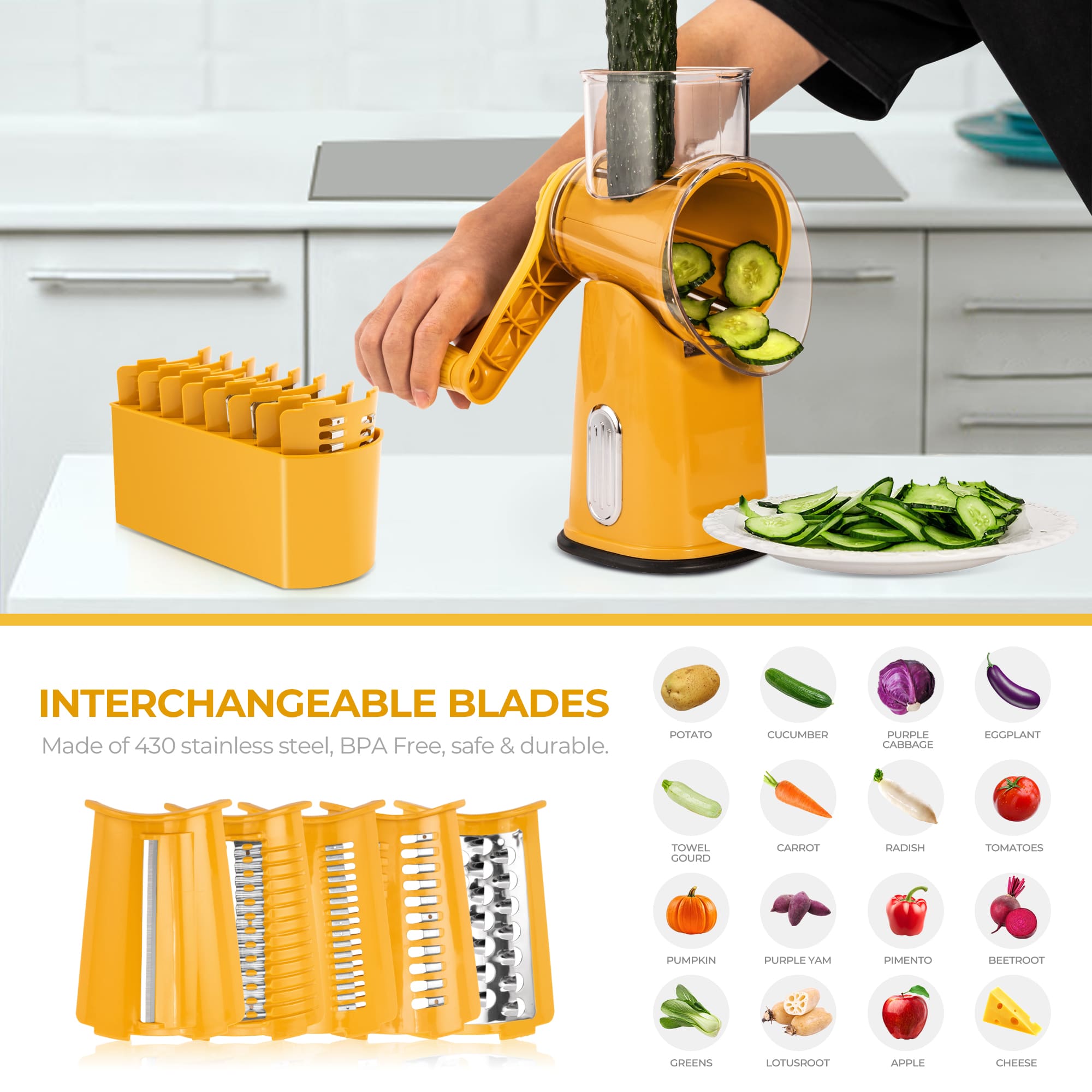 SUSTEAS Vegetable Slicer and Grater for Kitchen