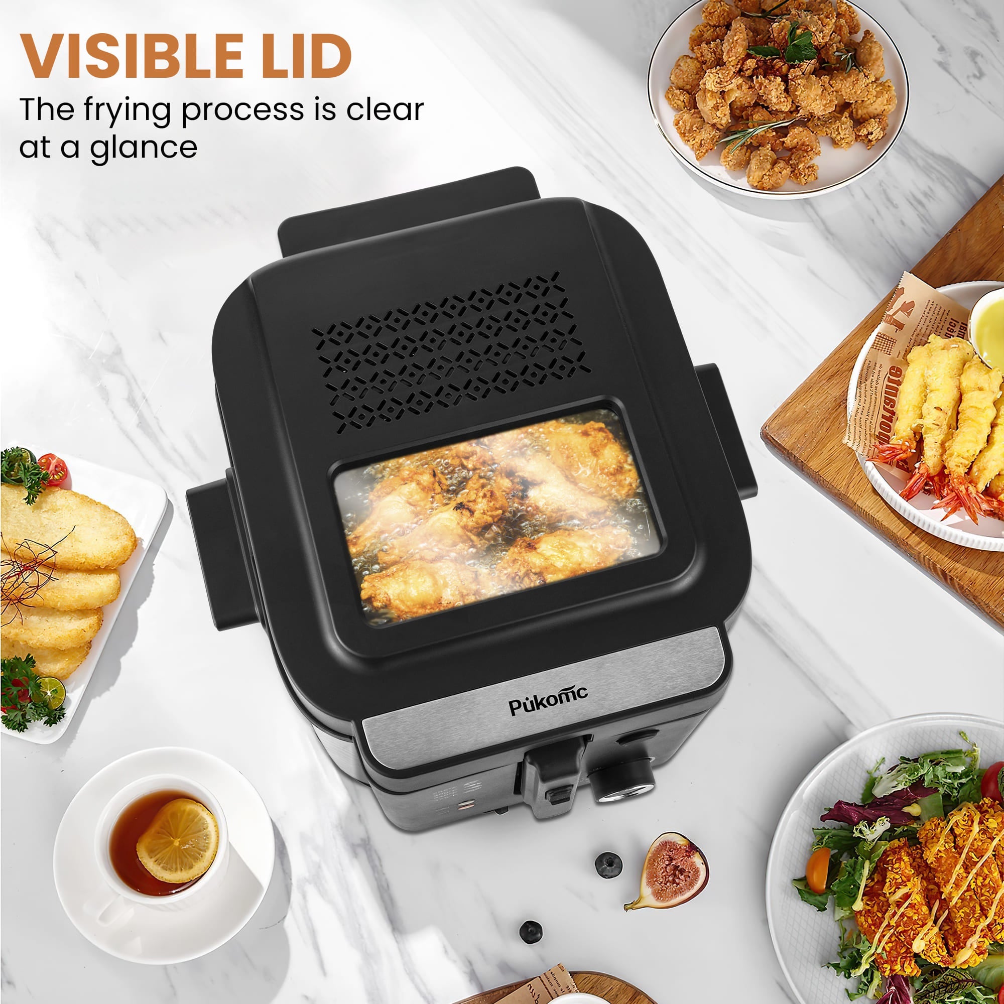 SUSTEAS Electric Fryer Machine for Home, Small Fryer for Kitchen