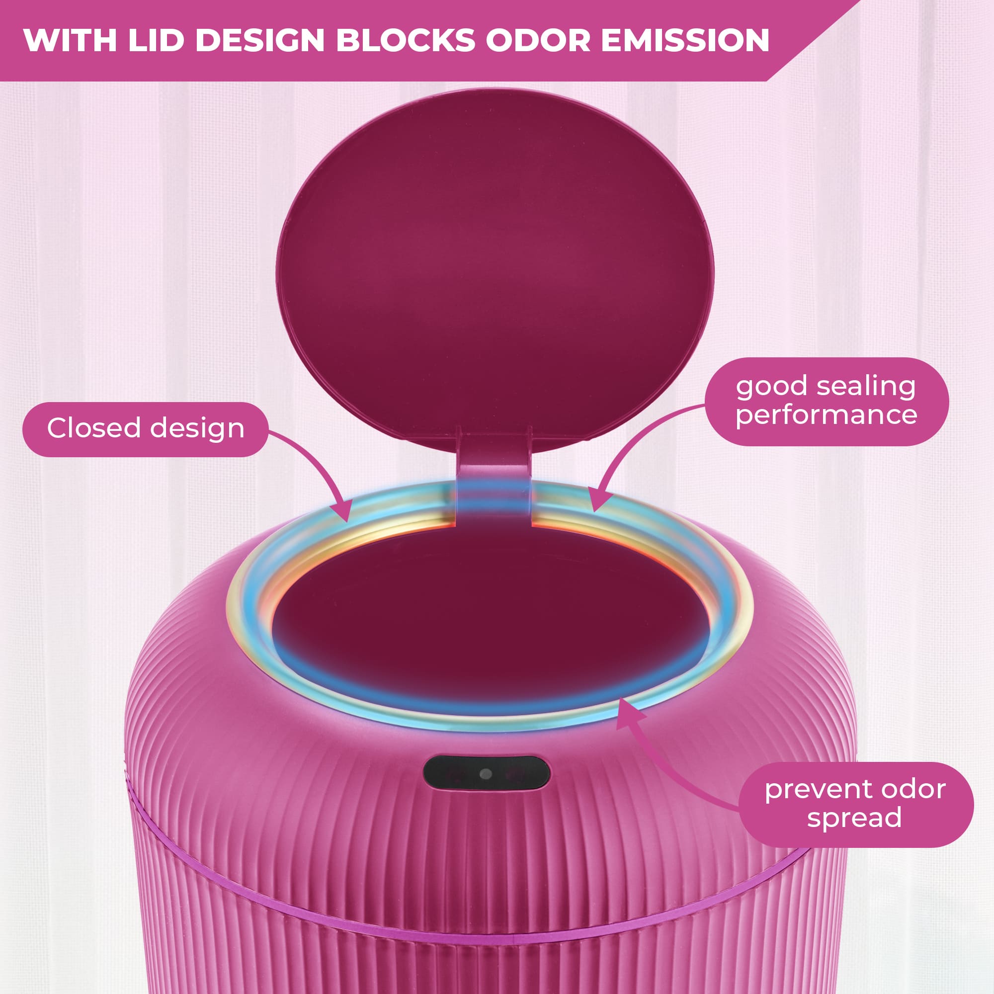 SUSTEAS Smart Sensor Trash Can for Small Kitchen and Bathroom, 10 Liters Capacity