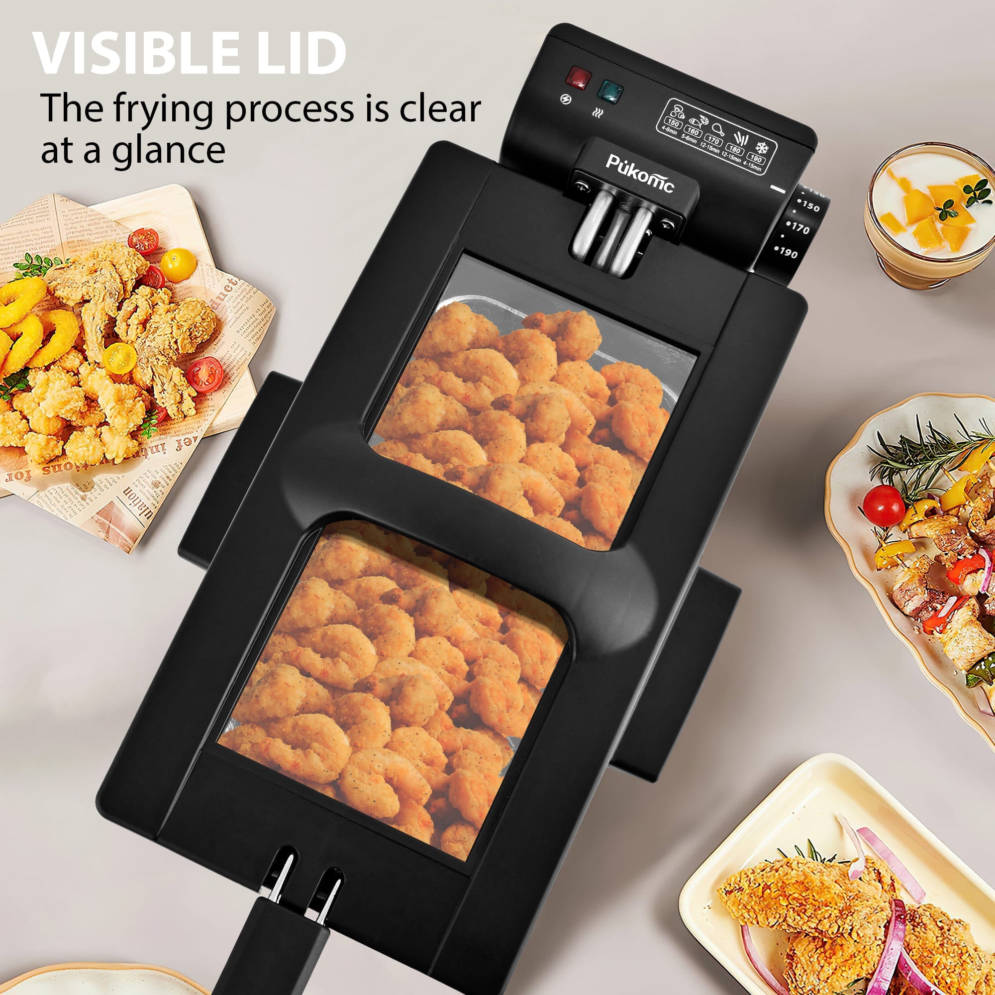 SUSTEAS Electric Fryer Machine for Home, Small Fryer for Kitchen