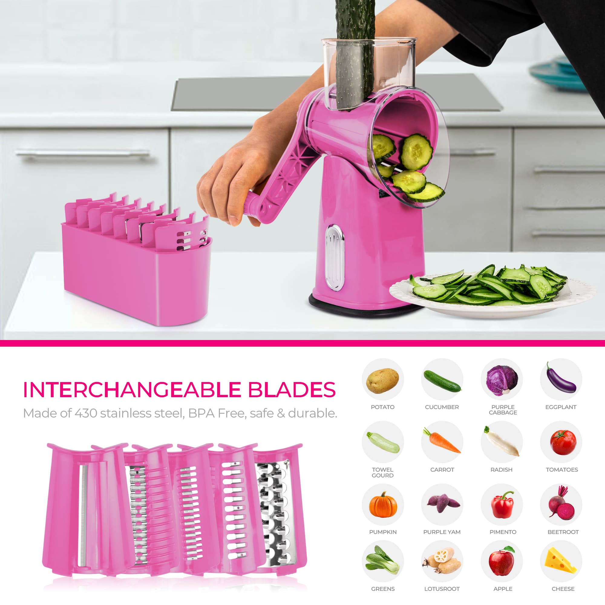 SUSTEAS Vegetable Slicer and Grater for Kitchen
