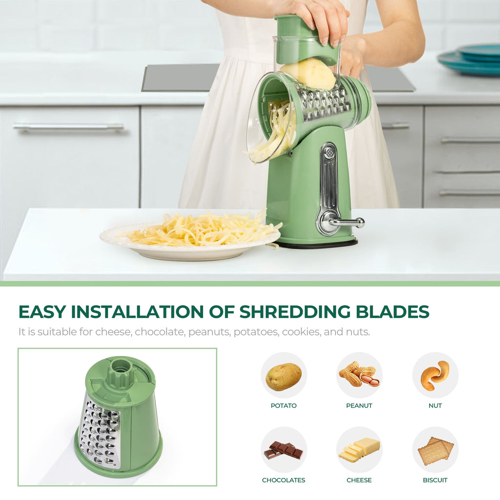 Kitchen Salad Series Essentials: Grater Machine and Salad Spinner for home, Green Color