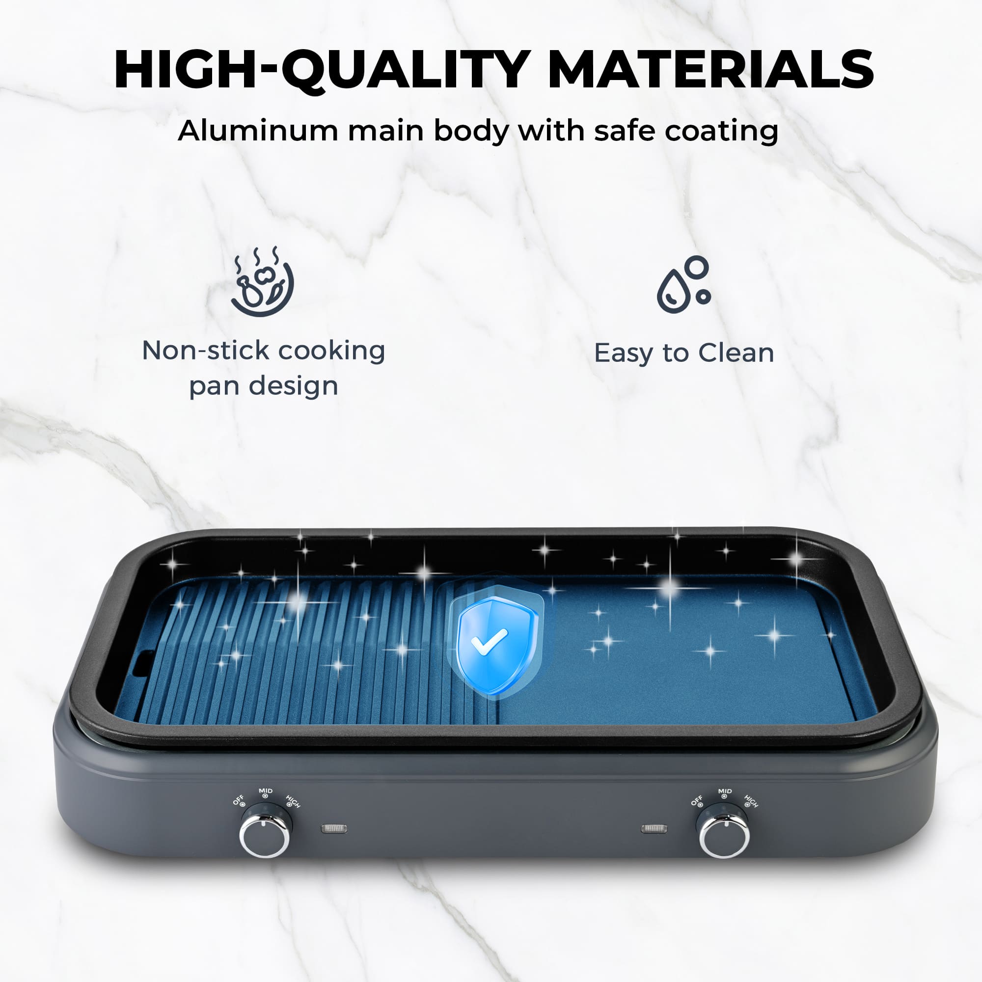 SUSTEAS Electric Grill,1500W Temperature Control, Gray Color