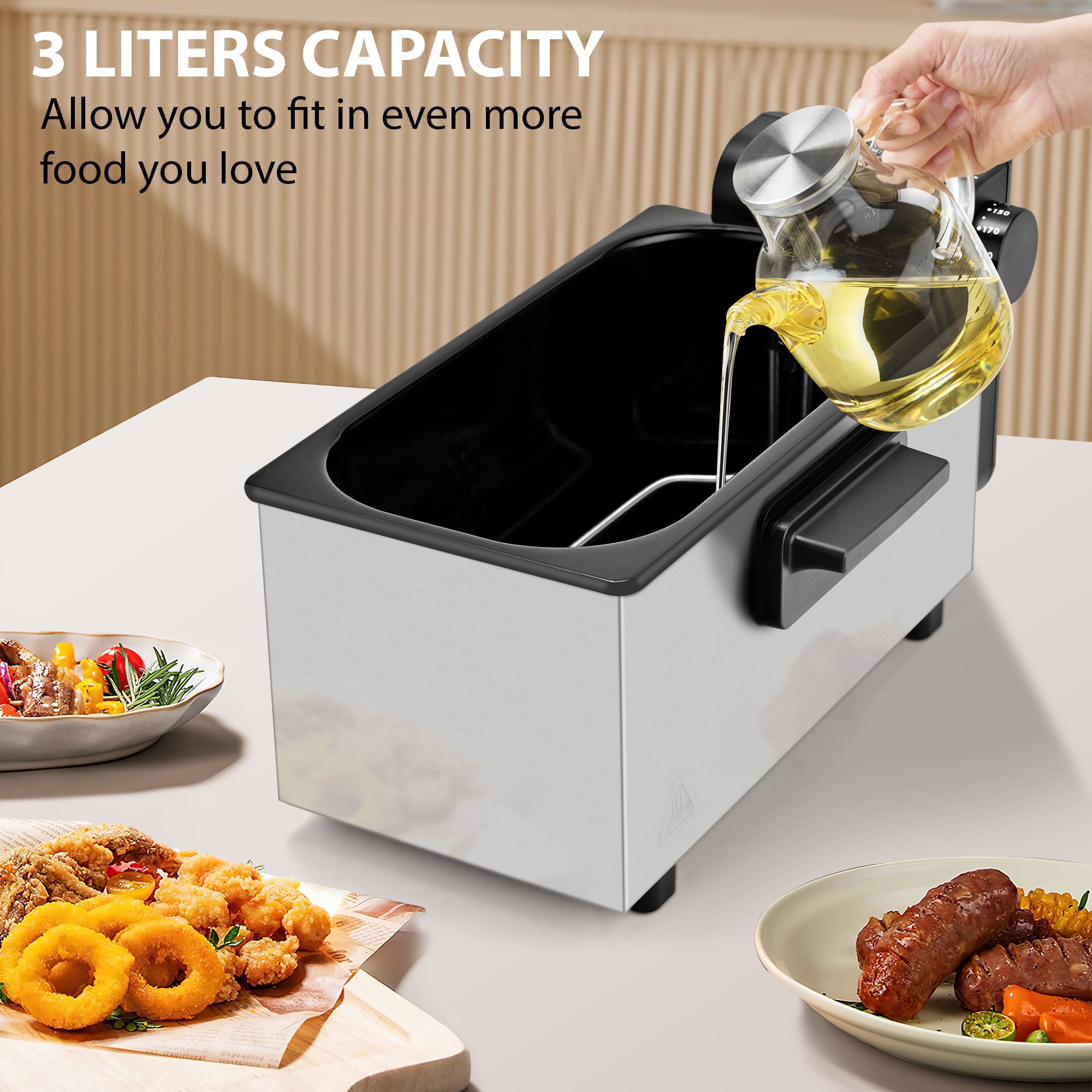 SUSTEAS Electric Fryer Machine for Home, Small Fryer for Kitchen