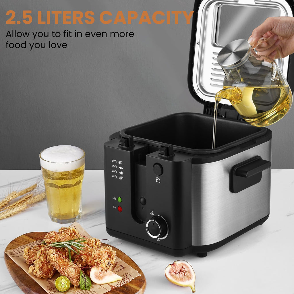 SUSTEAS Electric Fryer Machine for Home, Small Fryer for Kitchen