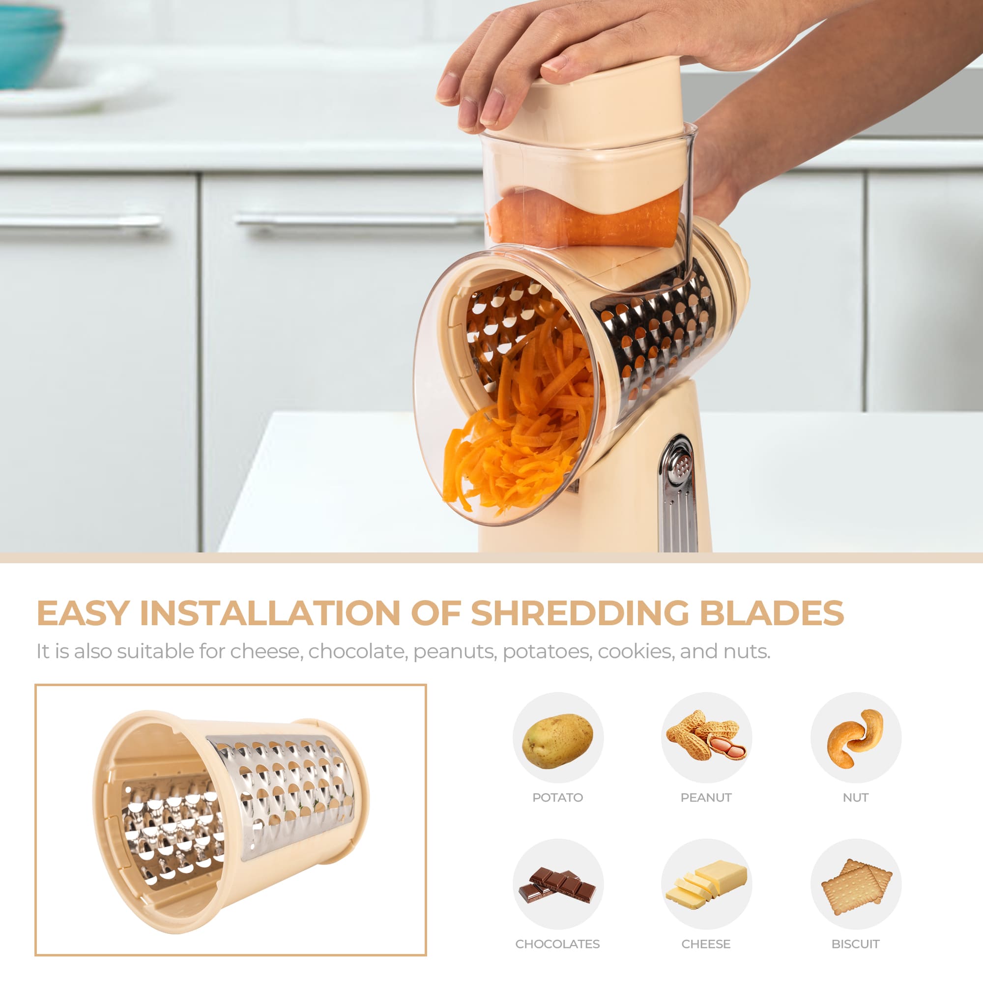 SUSTEAS Vegetable Slicer and Grater for Kitchen