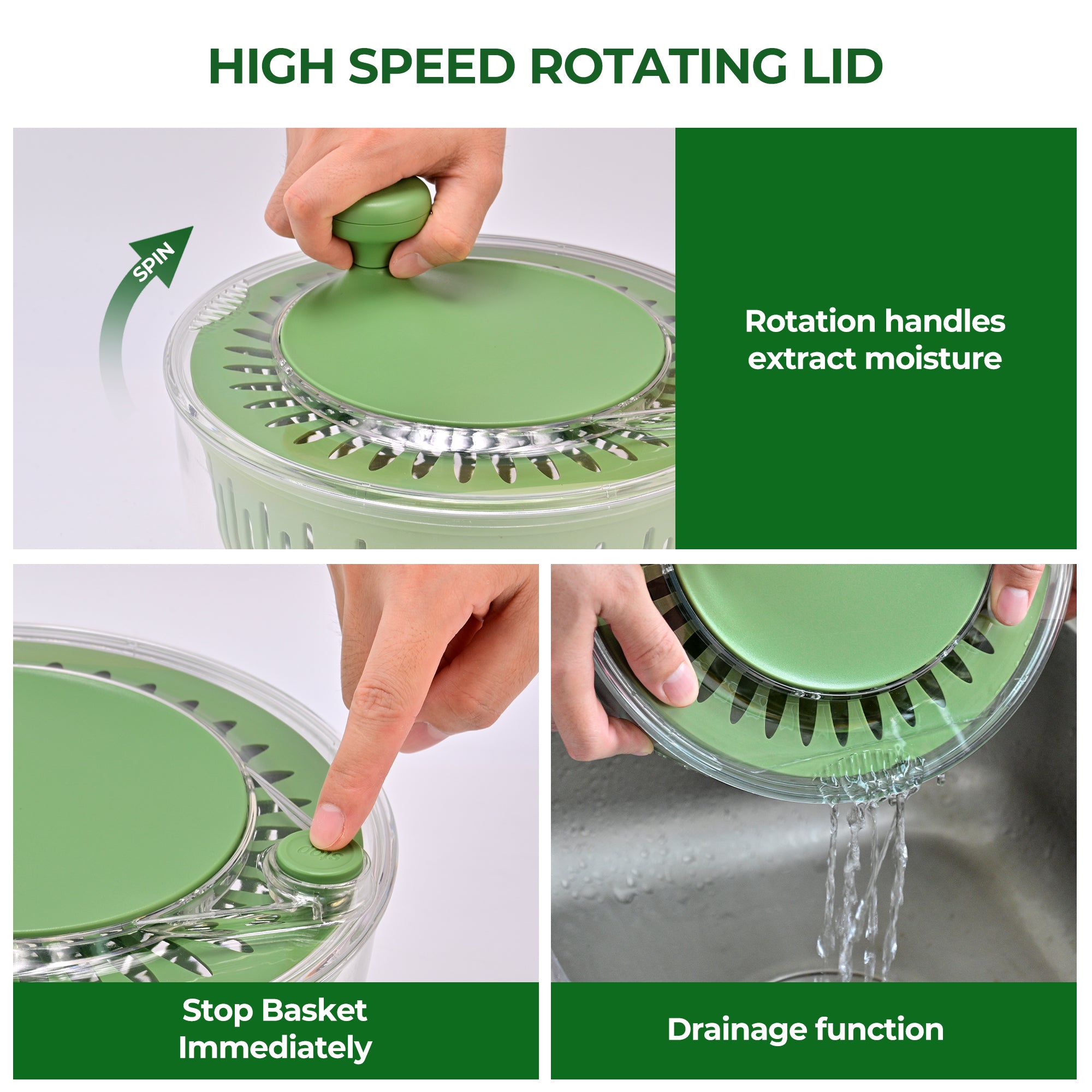 SUSTEAS 5-in-1 Salad Spinner with Chopper & Colander