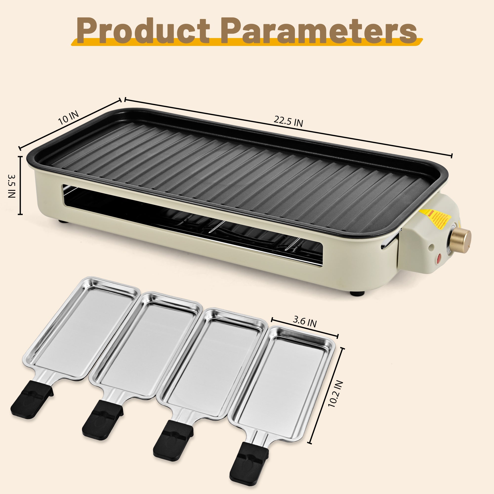 SUSTEAS Smokeless Indoor Electric Grill with Removable Extra-Large Plate