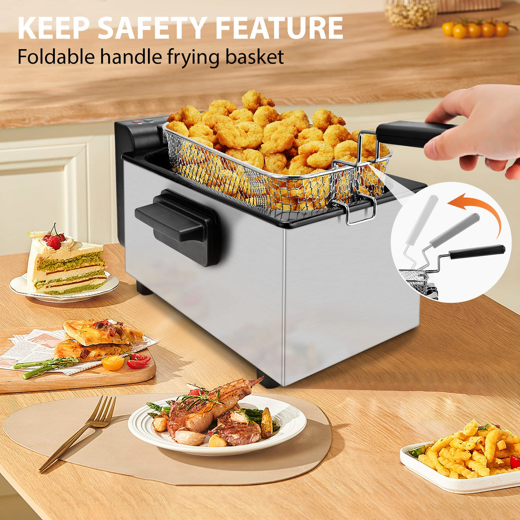 SUSTEAS Electric Fryer Machine for Home, Small Fryer for Kitchen