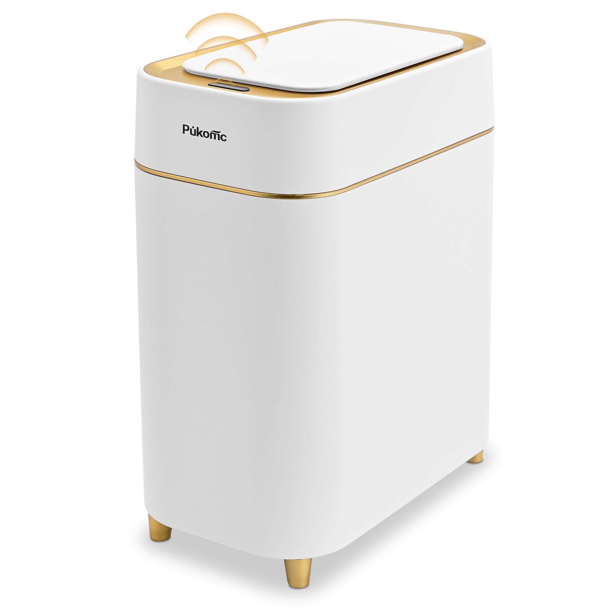 SUSTEAS Automatic Adsorption Sensor Trash Can for Home, 2.3 Gallon / 9L, White Gold