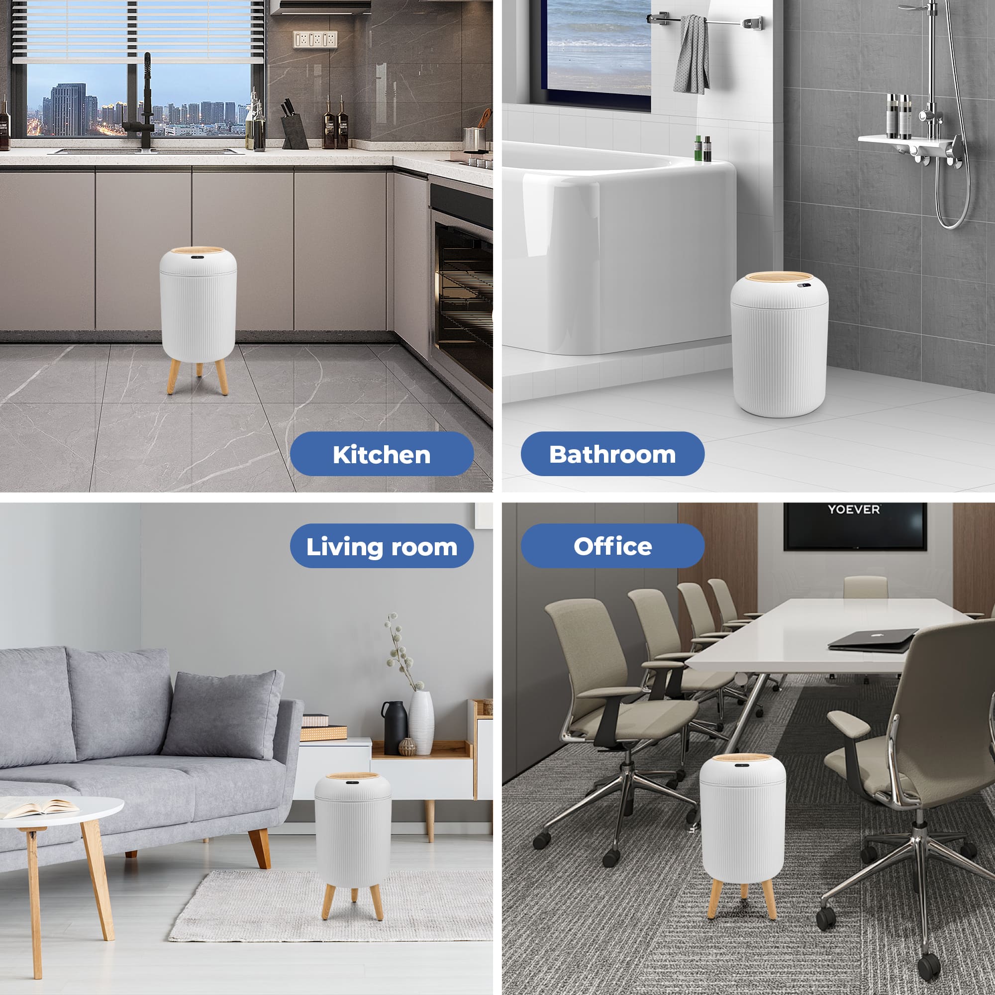 SUSTEAS Smart Sensor Trash Can for Small Kitchen and Bathroom, 10 Liters Capacity