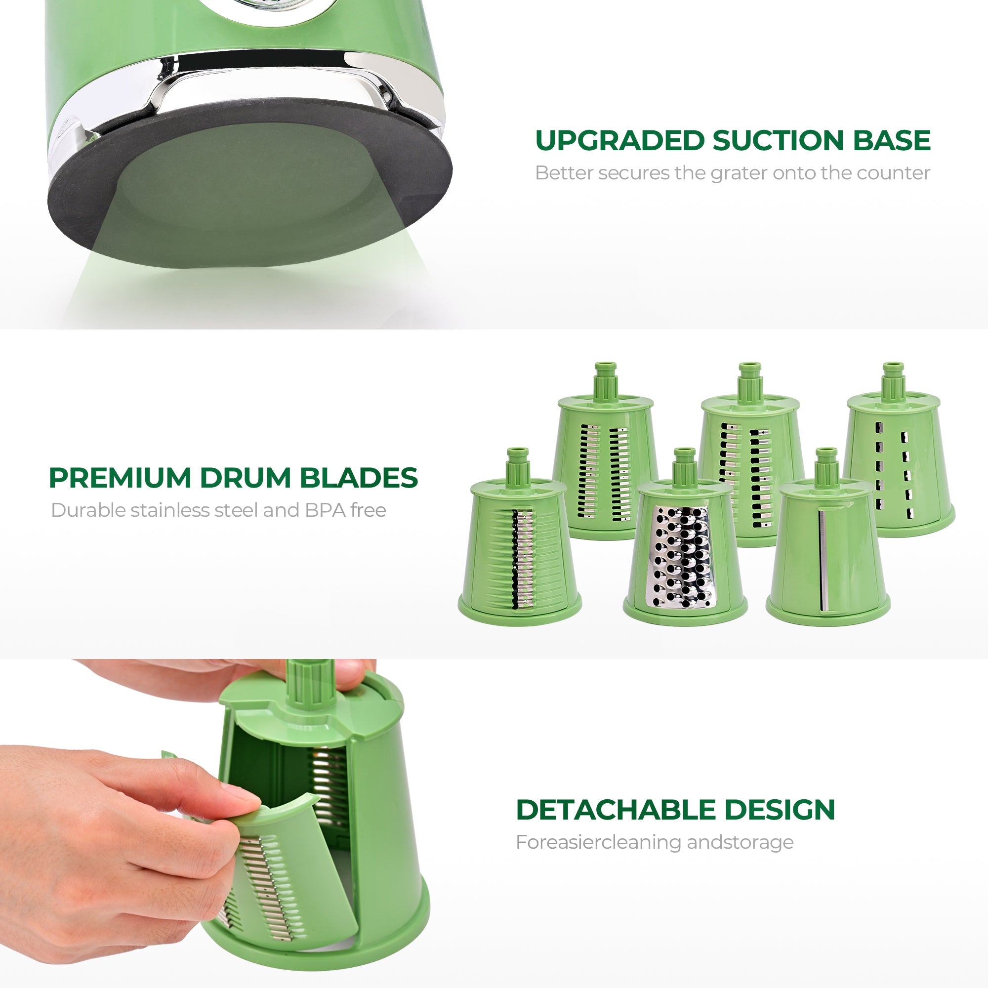 SUSTEAS New Rotary Cheese Grater & Vegetable Shredder