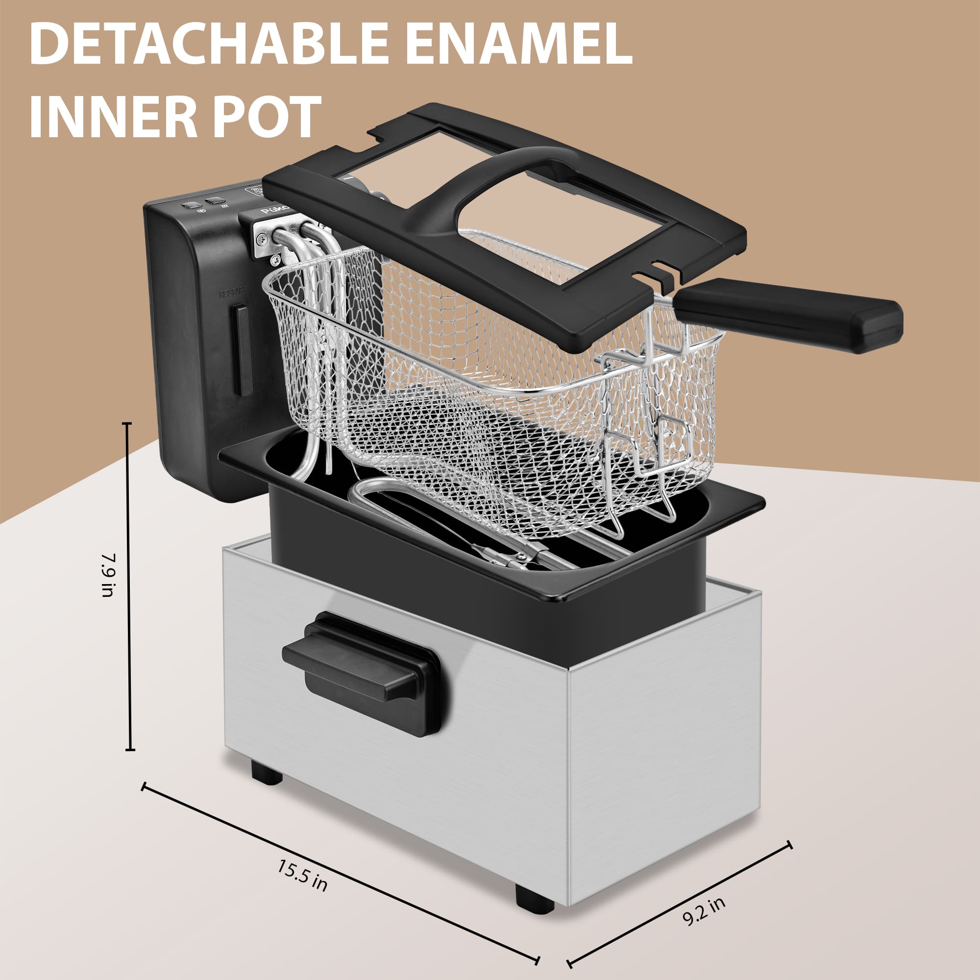 SUSTEAS Electric Fryer Machine for Home, Small Fryer for Kitchen