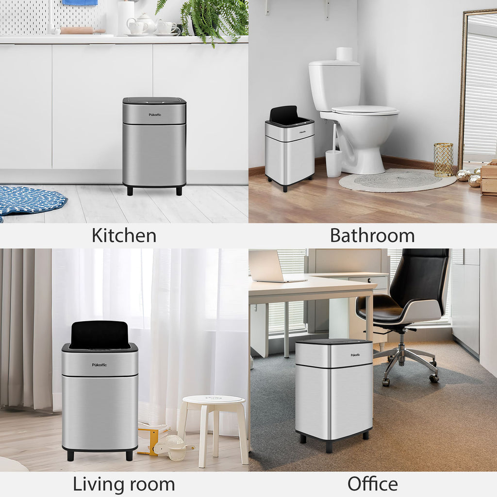 SUSTEAS Stainless Steel Motion Sensor Trash Can for Home and Outdoor, 10 Liters Capacity