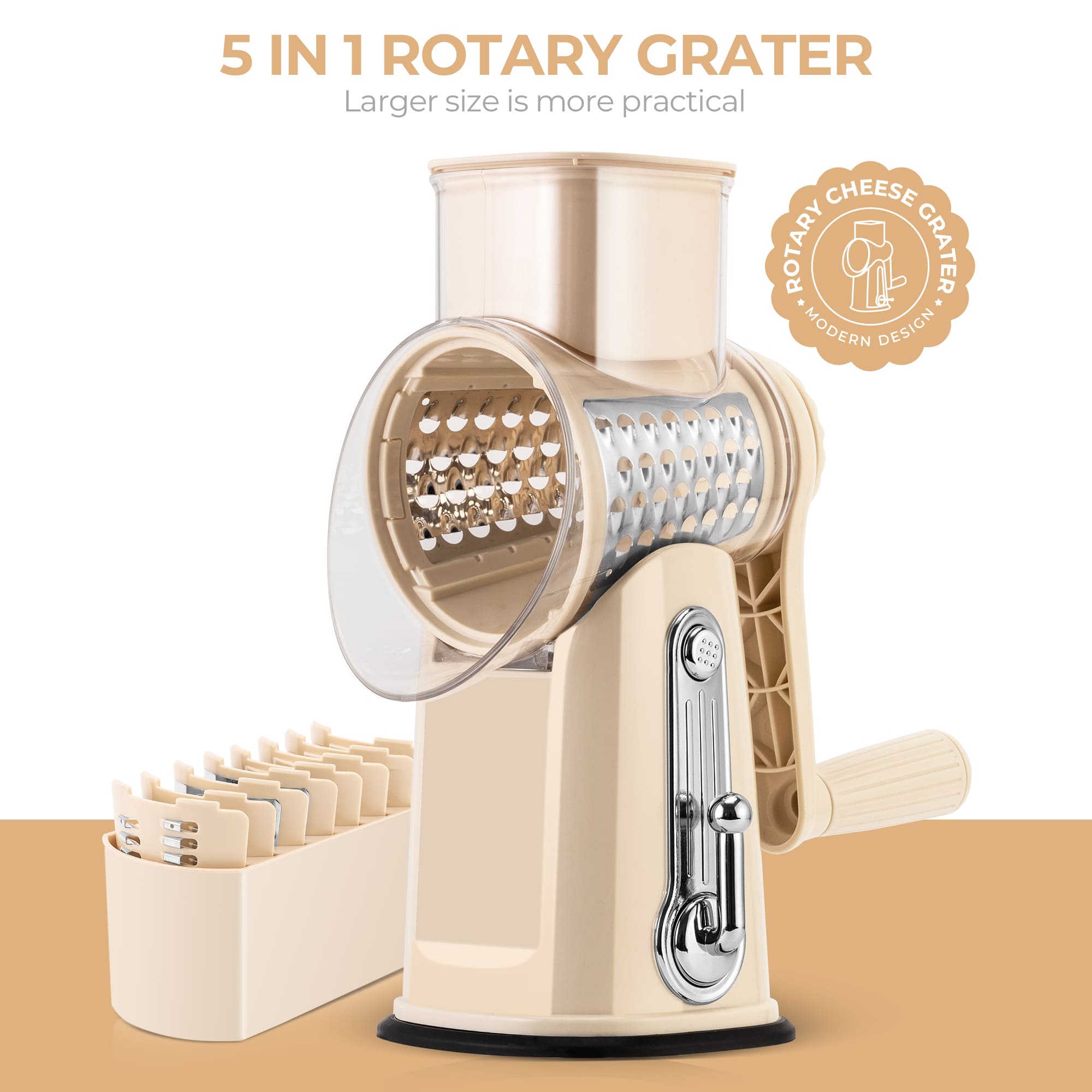SUSTEAS Rotary Cheese Grater & Vegetable Slicer for home use