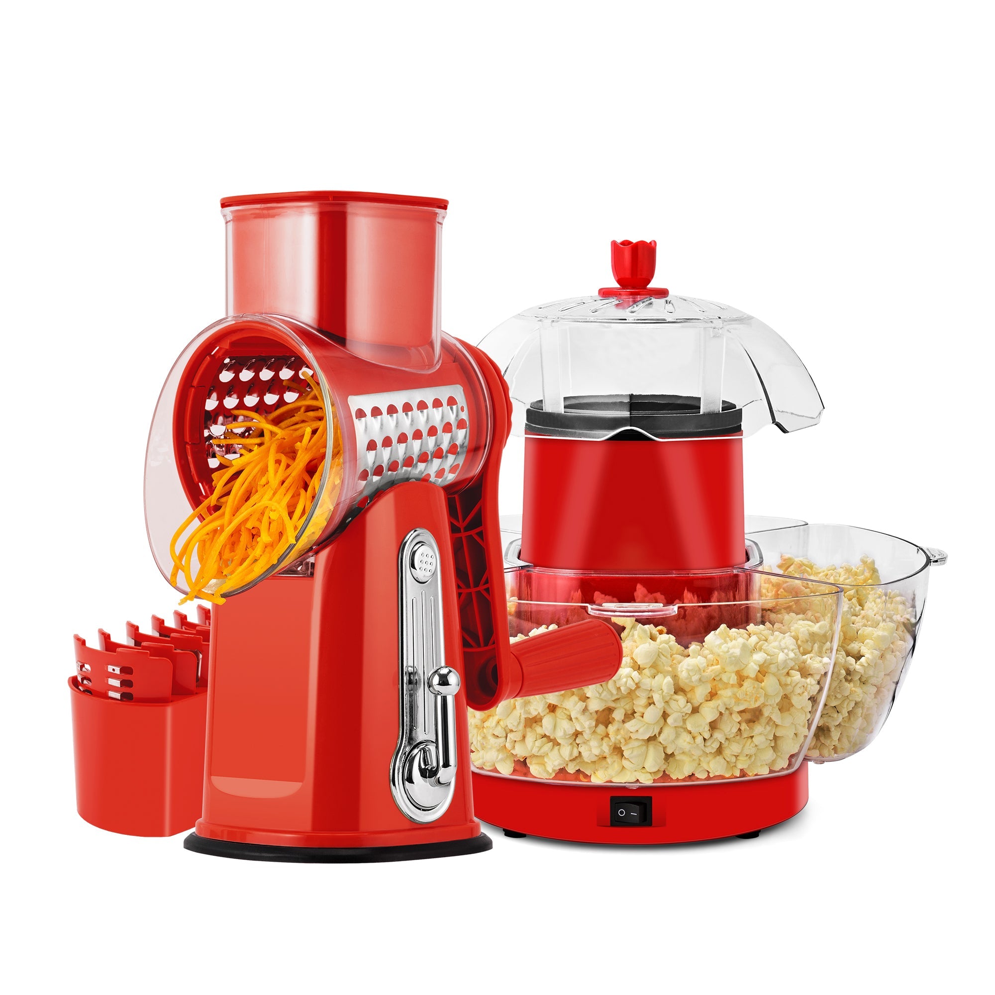Kitchen Essentials: Food Grater & Popcorn Machine, Red Color