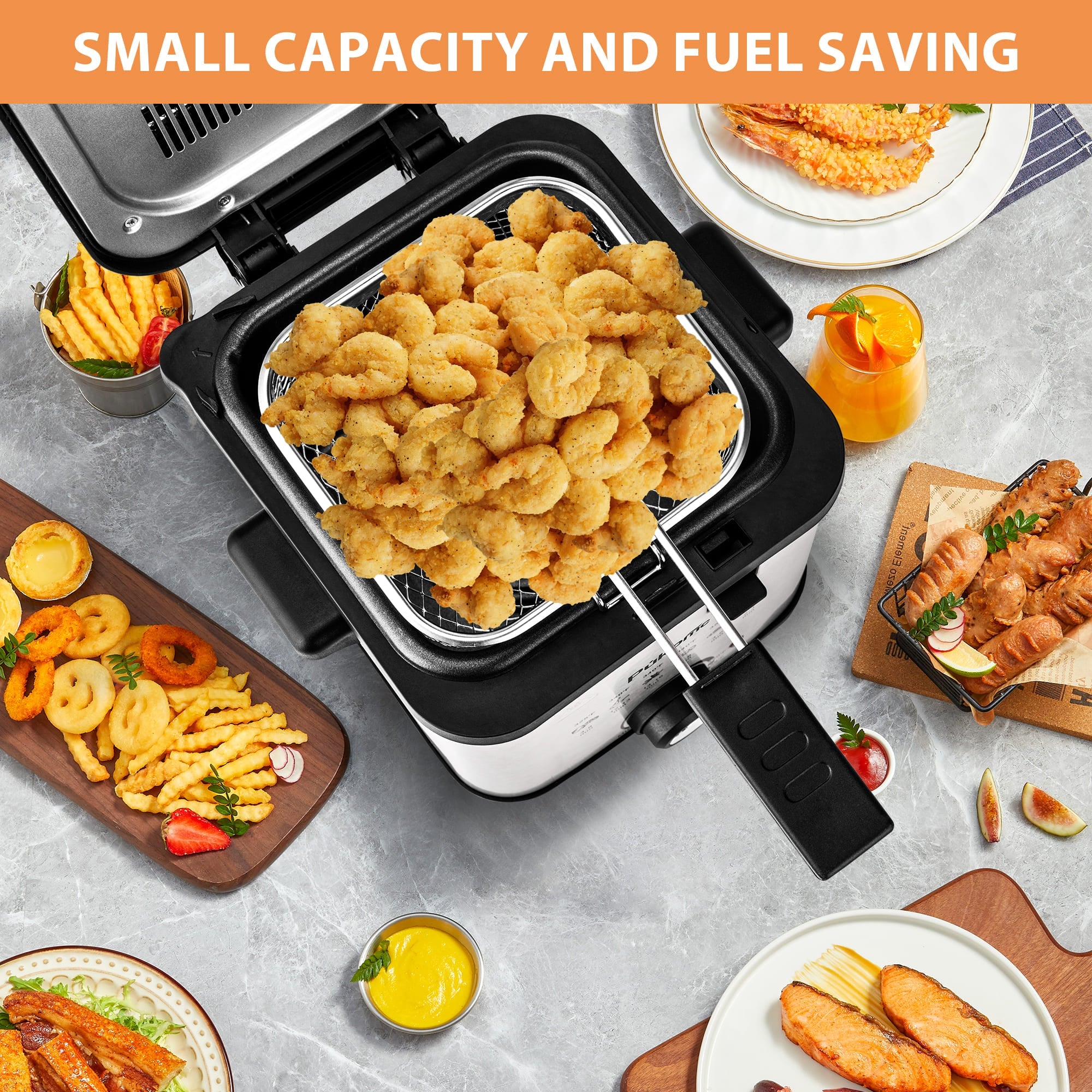 SUSTEAS Electric Fryer Machine for Home, Small Fryer for Kitchen