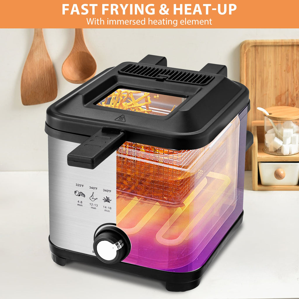 SUSTEAS Electric Fryer Machine for Home, Small Fryer for Kitchen